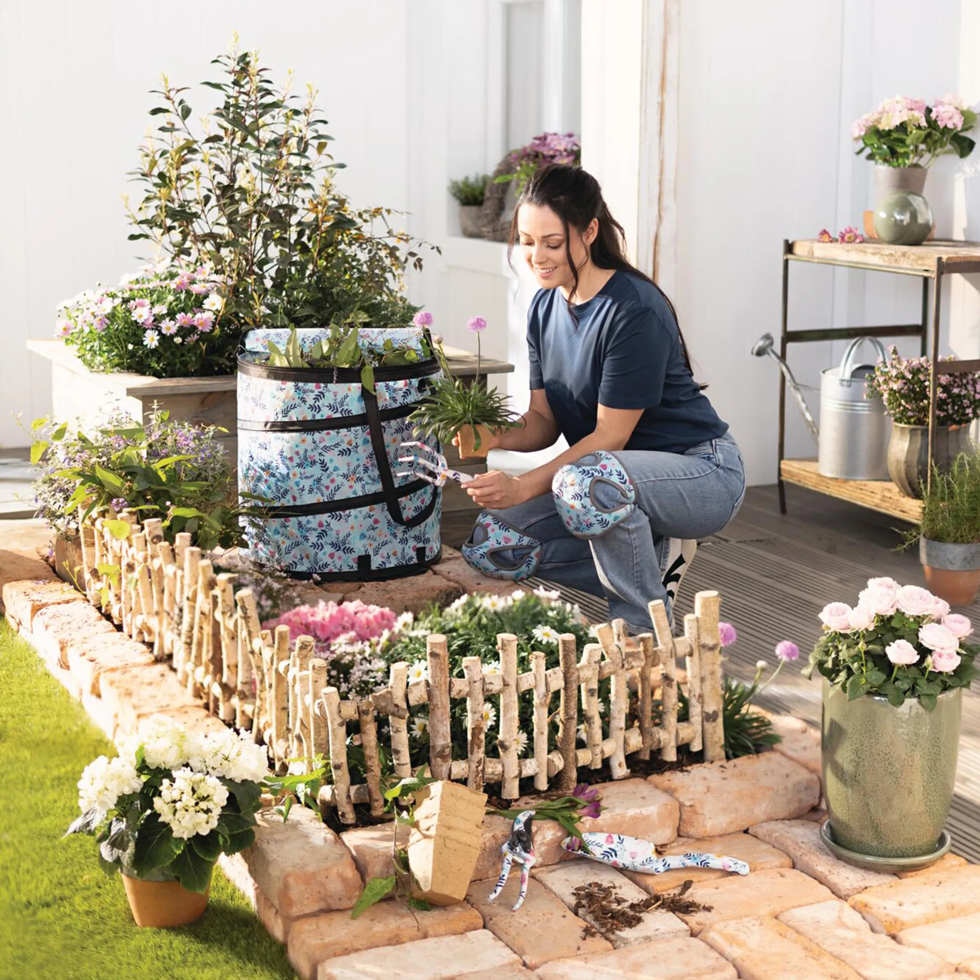 Gartenhelfer "Floral", 3er Set  im Frank Flechtwaren Online Shop für Ab ins Beet kaufen