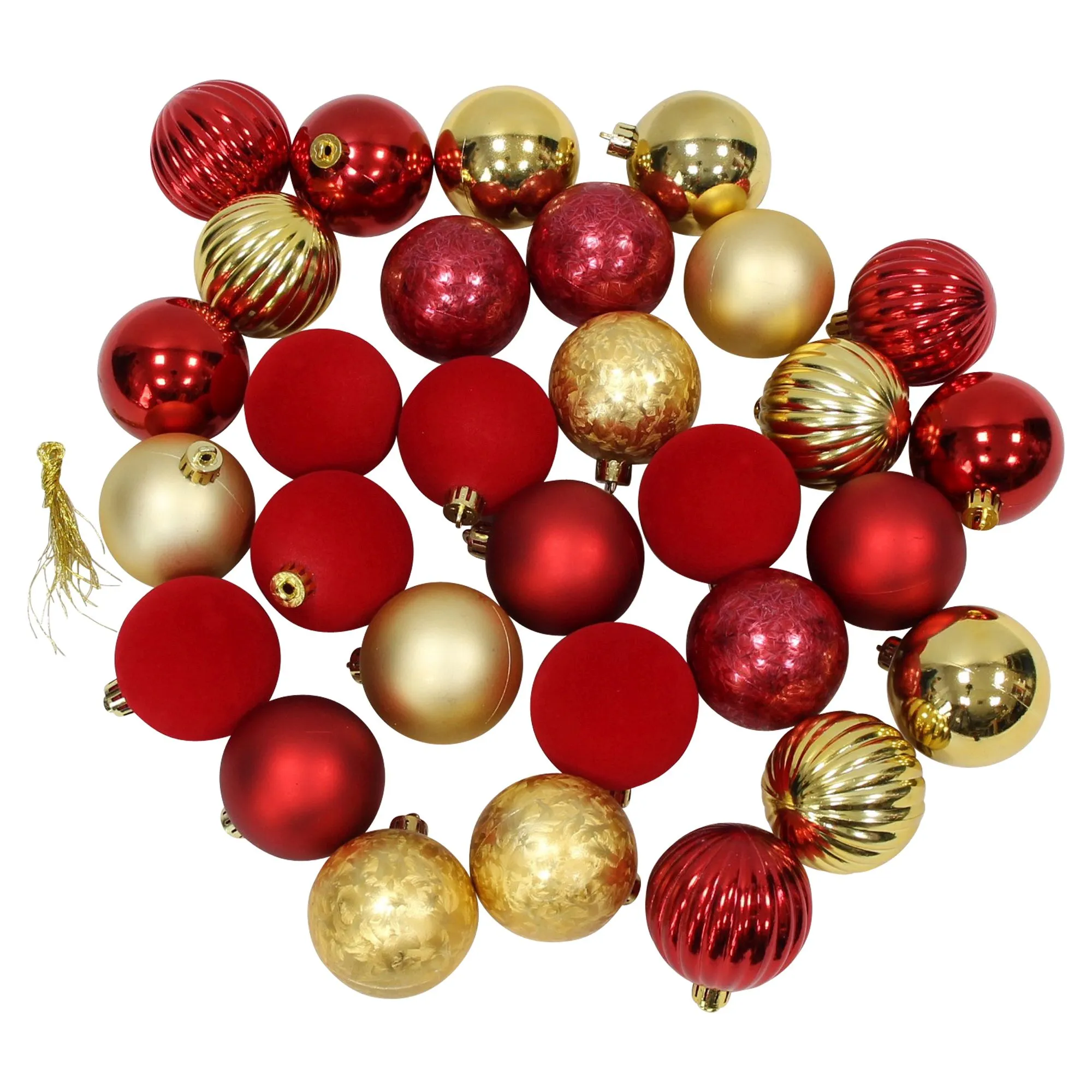 Christbaumkugel "Gold &amp; Red", 30er Set  im Frank Flechtwaren Online Shop für Nostalgische Weihnachten kaufen