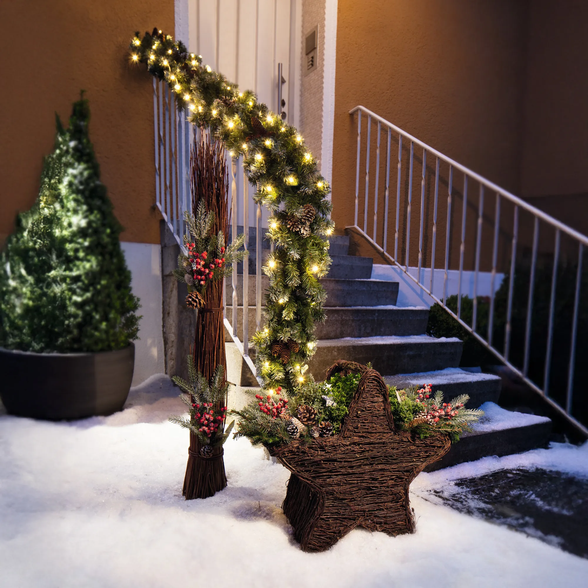 Leuchtgirlande "Naturwinter"  im Frank Flechtwaren Online Shop für Weihnachtliche LED-Lichterketten kaufen
