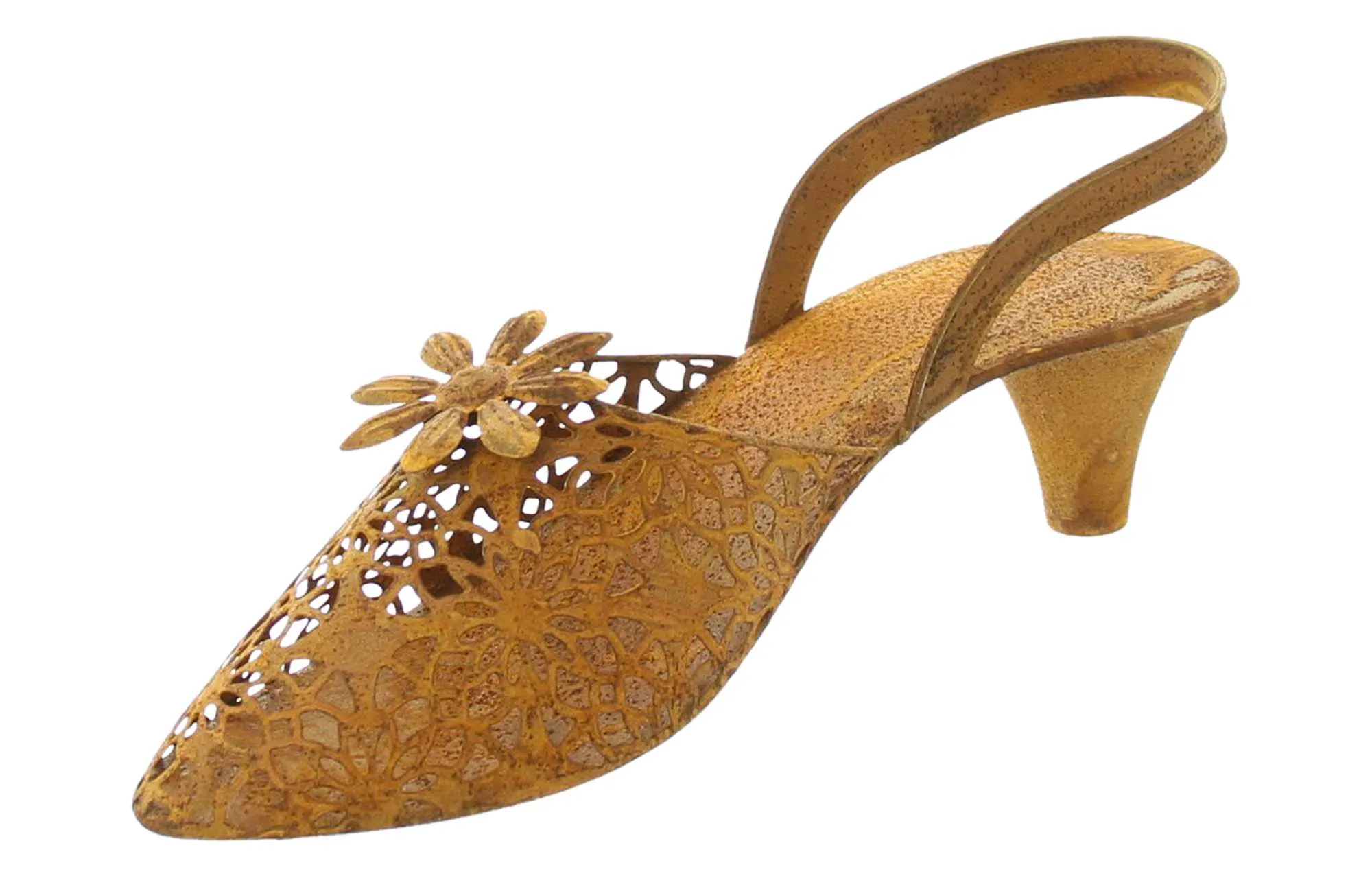 Dekoschuh "Flowers"  im Frank Flechtwaren Online Shop für Rostdeko für Ihren Garten kaufen