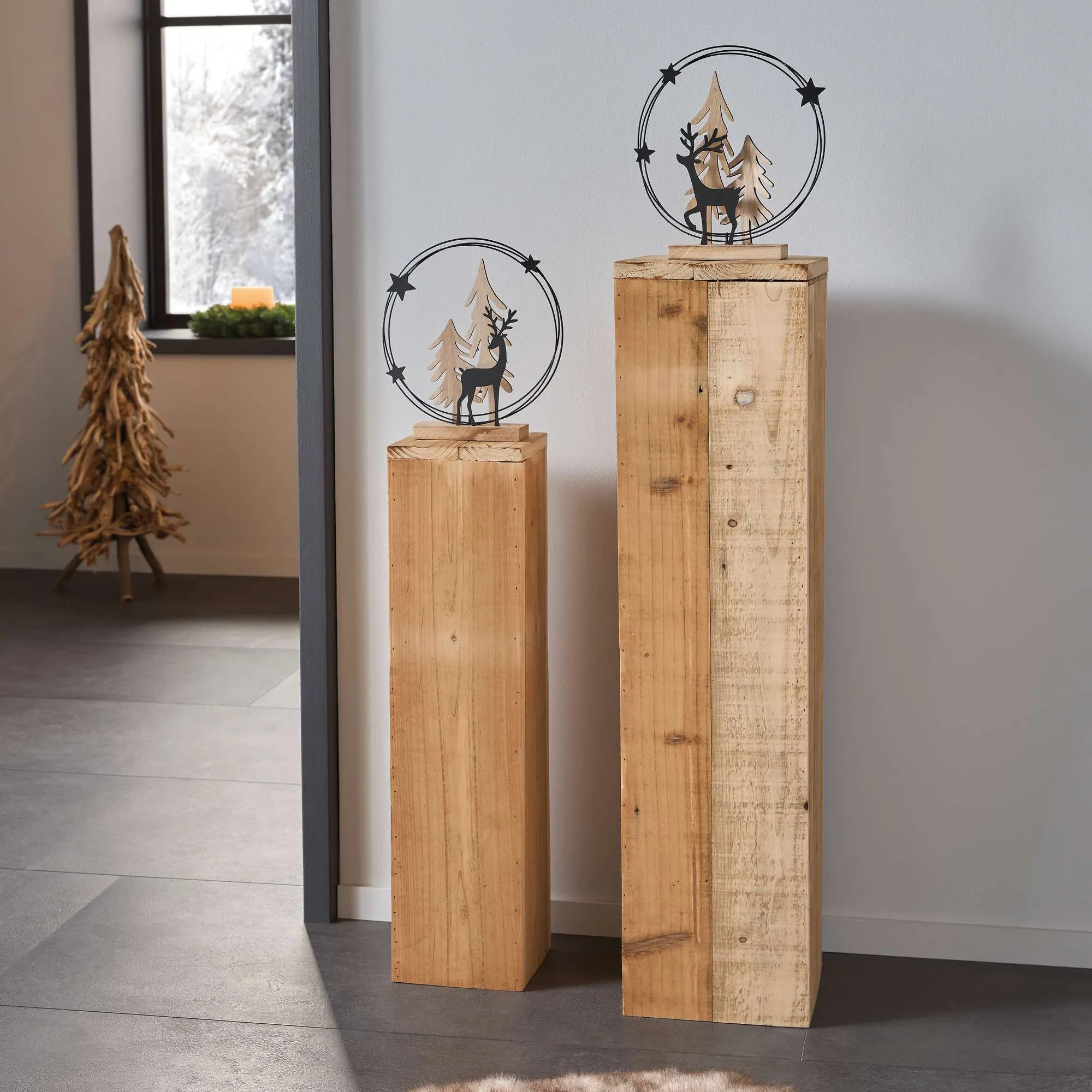 Säule "Rustikal", 2er Set  im Frank Flechtwaren Online Shop für Nordischer Winter kaufen