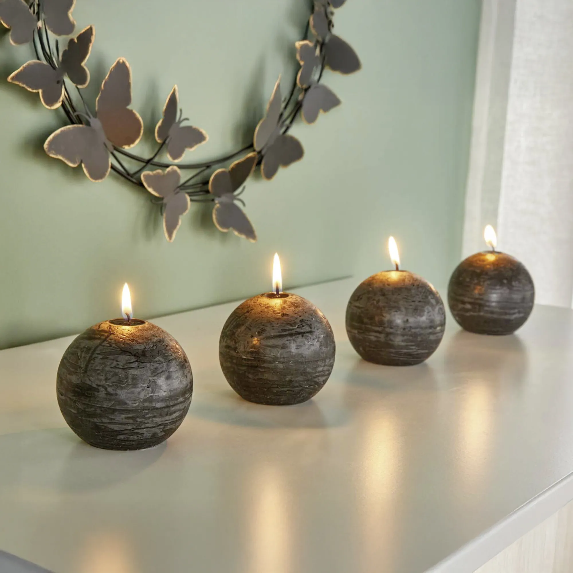 Kugelkerze "Black", 4er Set  im Frank Flechtwaren Online Shop für Black &amp; White kaufen