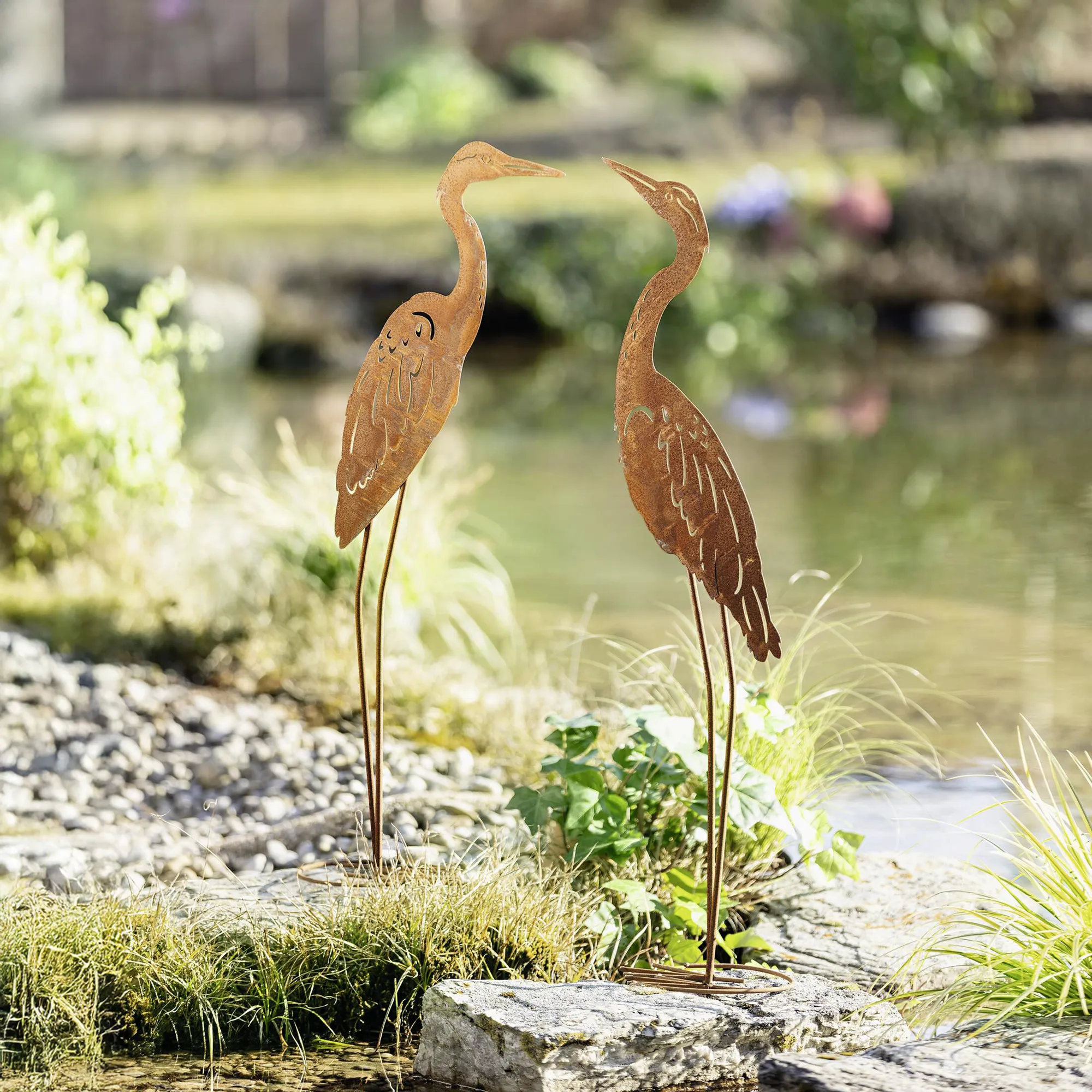 Metallvogel "Rost", 2er Set  im Frank Flechtwaren Online Shop kaufen