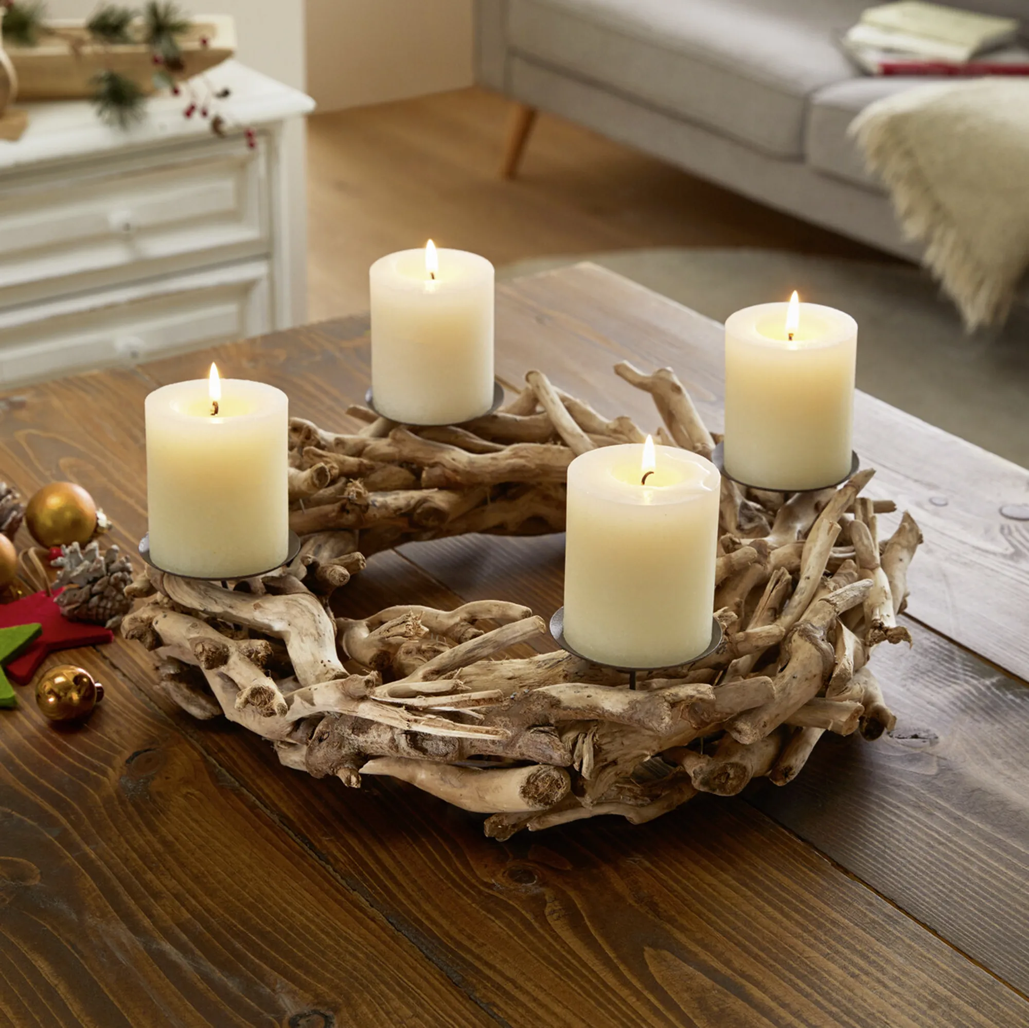 Adventskranz "Treibholz"  im Frank Flechtwaren Online Shop kaufen