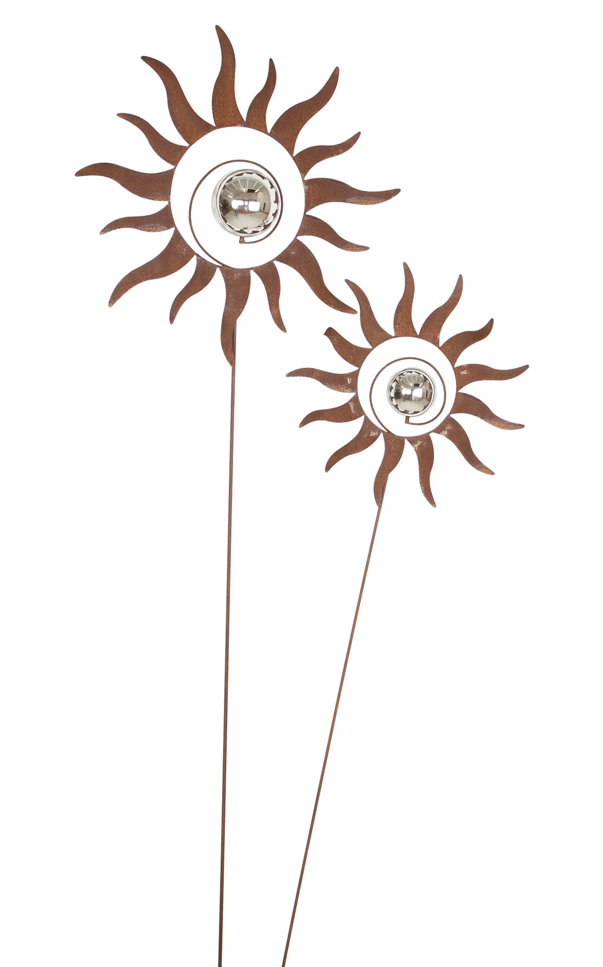 Gartenstecker "Kugelsonne", 2er Set  im Frank Flechtwaren Online Shop für Rostdeko für Ihren Garten kaufen