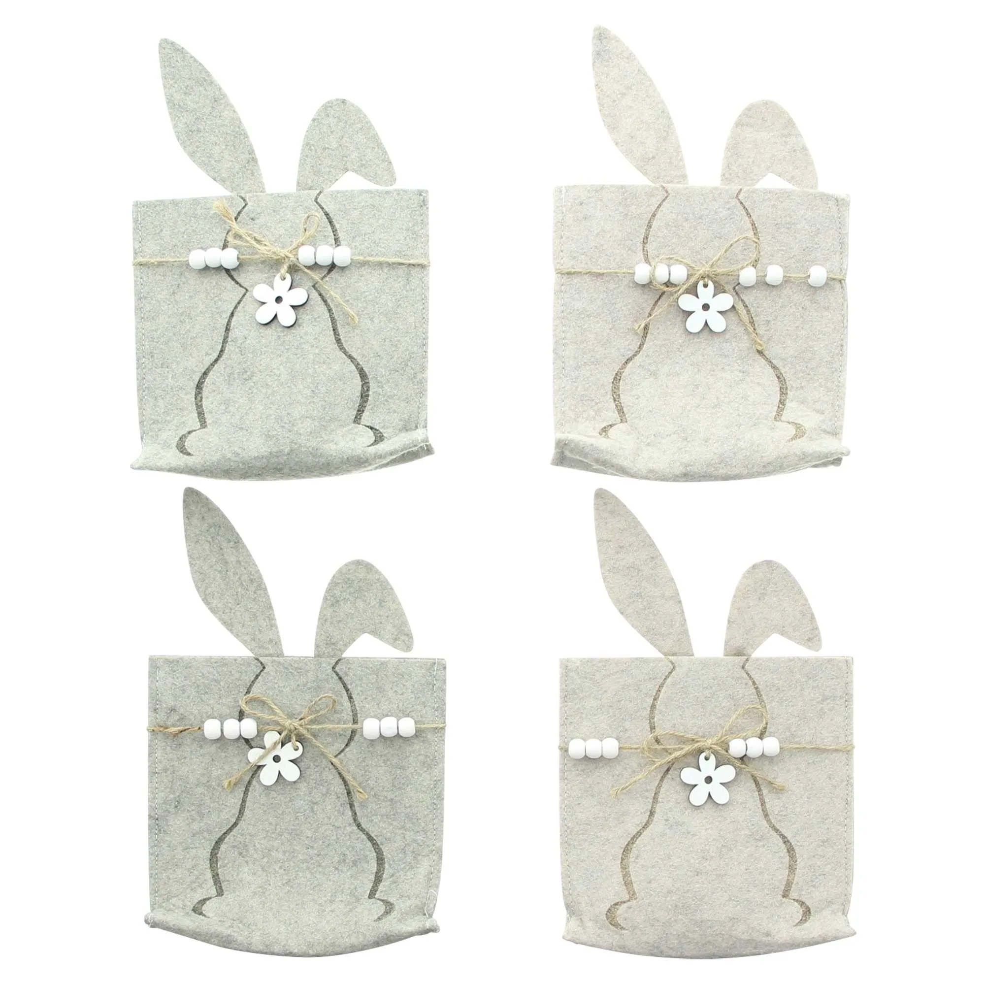 Filzbeutel "Osterhase", 4er Set  im Frank Flechtwaren Online Shop für Osterkörbe &amp; Osternester kaufen