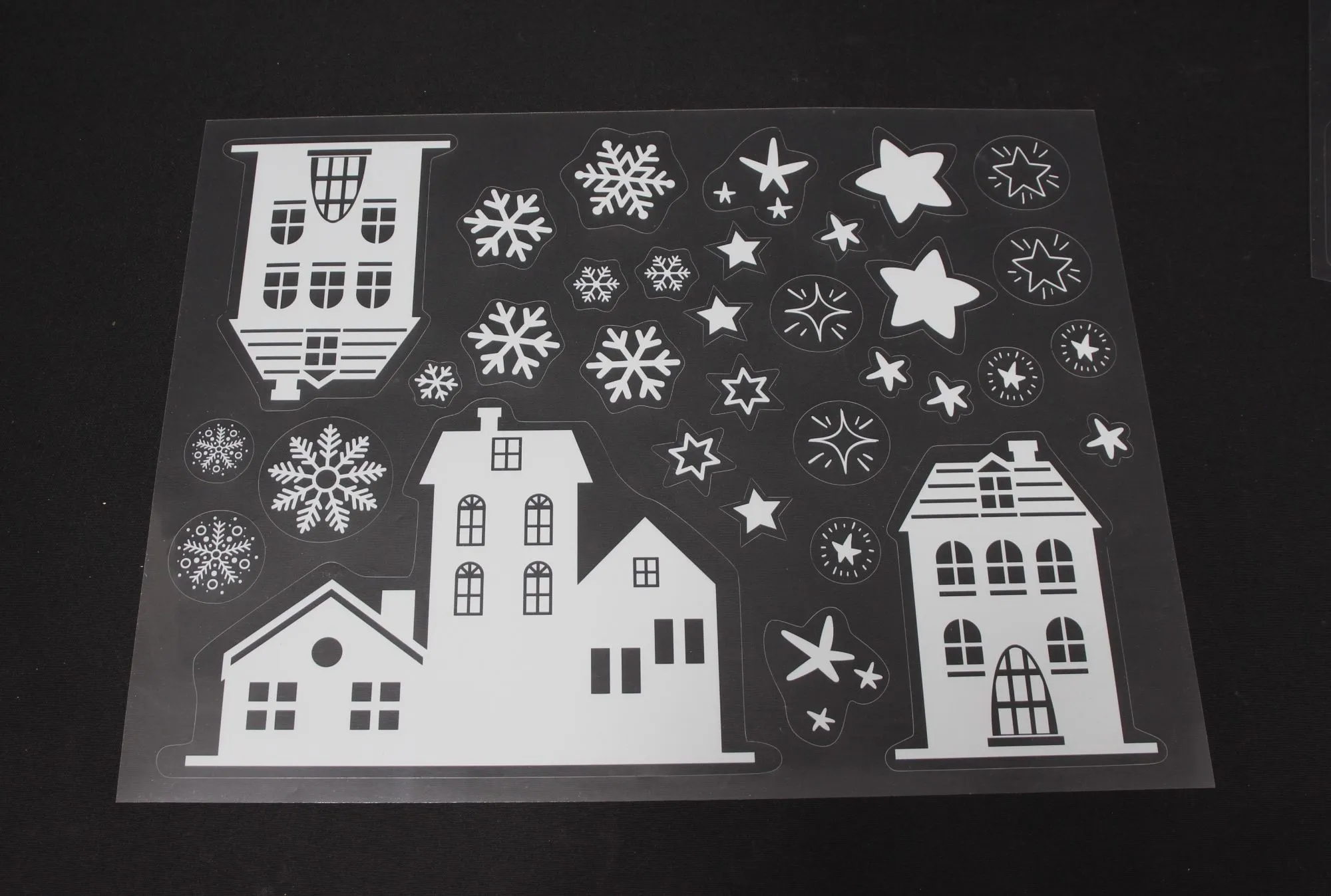 Fenstersticker "Winterhäuser", 109er Set  im Frank Flechtwaren Online Shop für Weihnachtliche Wanddeko kaufen