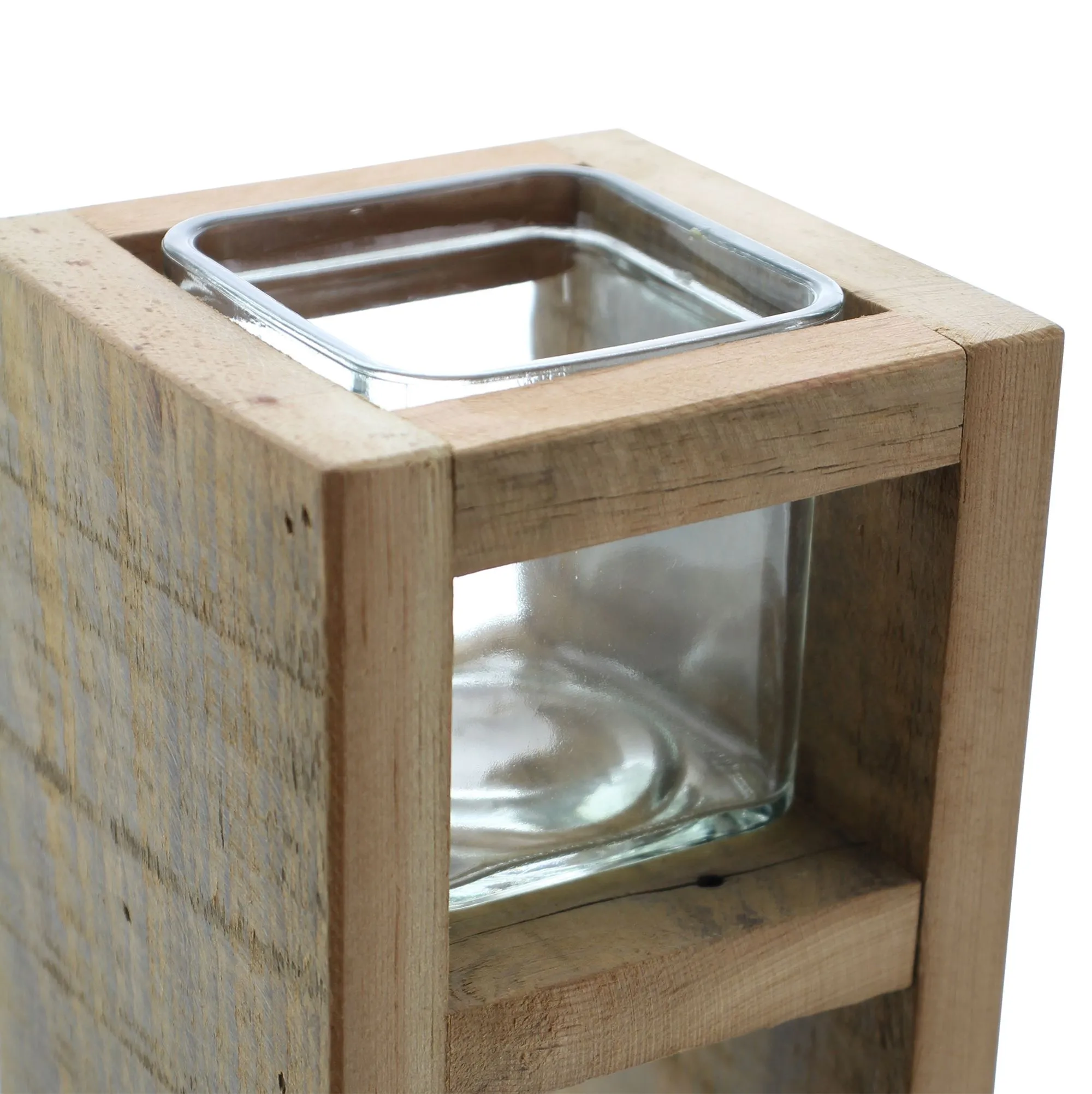 Windlichtsäule "Wood", 2er Set  im Frank Flechtwaren Online Shop für Windlichter kaufen