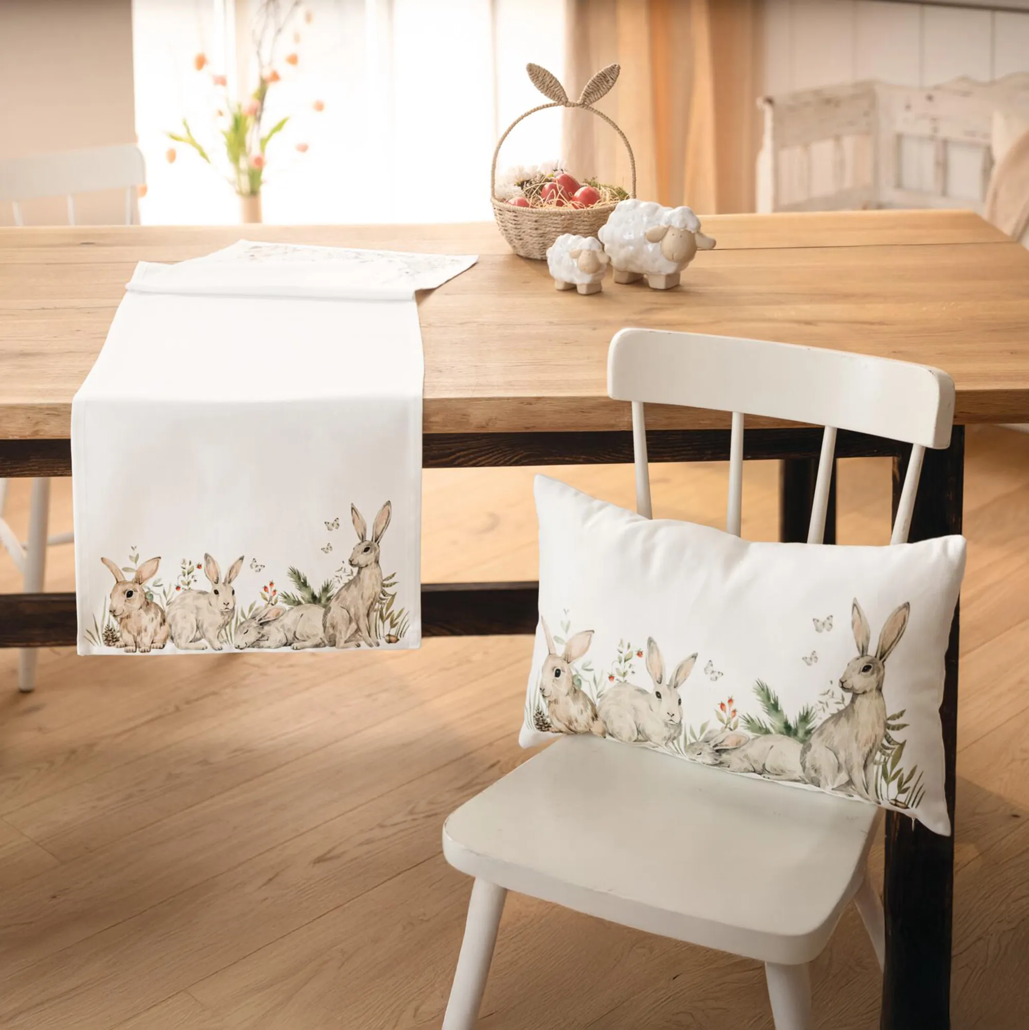 Kissenhülle "Hasenhorde"  im Frank Flechtwaren Online Shop für Österliche Kissen &amp; Kissenhüllen kaufen