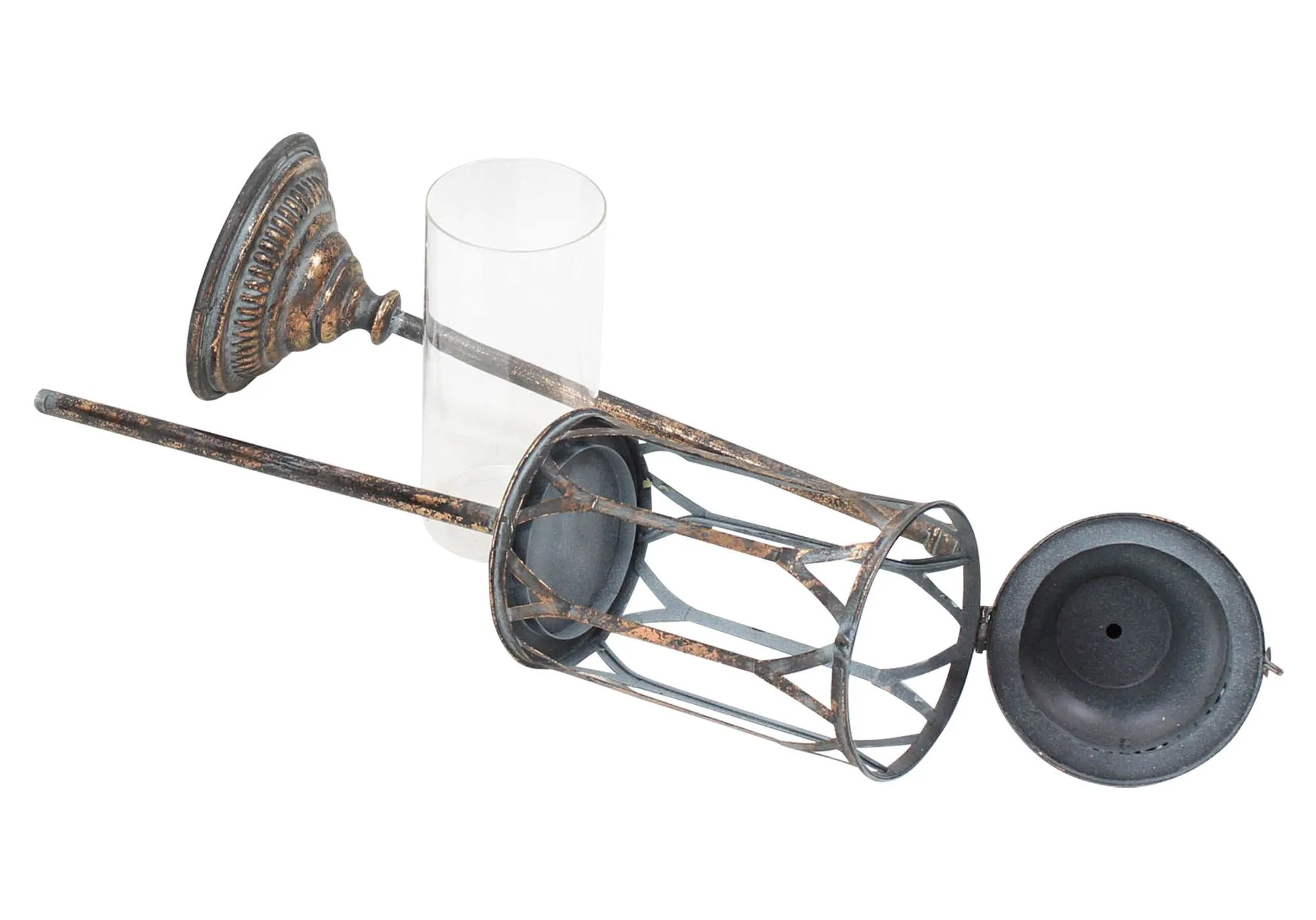 Stand-Laterne "Metallic Vintage"  im Frank Flechtwaren Online Shop für Vintage-Flair im Weihnachtsgarten kaufen