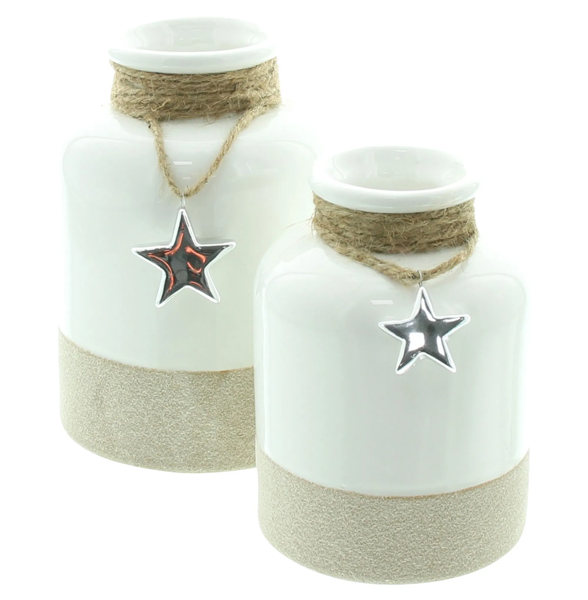 Dekovase "Silberstern", 2er Set  im Frank Flechtwaren Online Shop für Weihnachtliche Dekofiguren kaufen