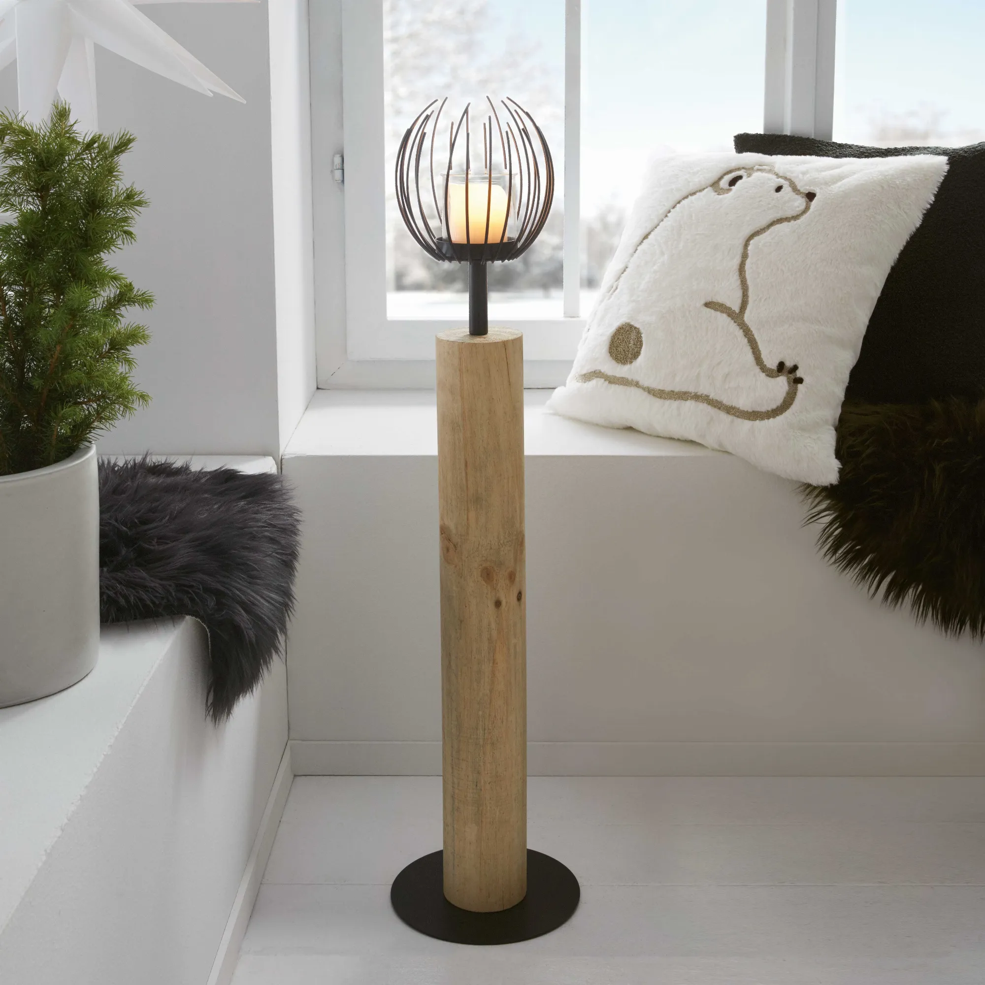 Windlicht-Säule "Blütenkorb"  im Frank Flechtwaren Online Shop kaufen