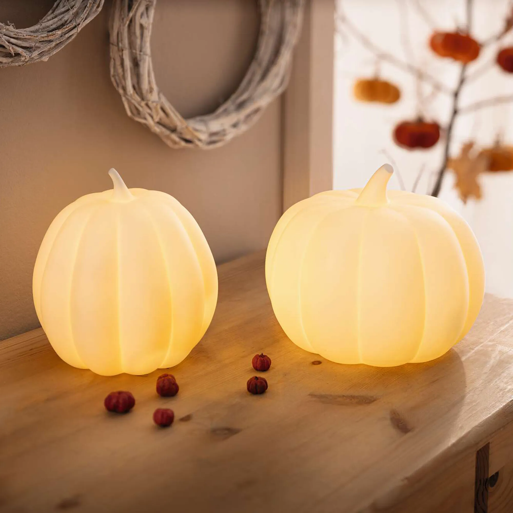 LED-Kürbis "White", 2er Set  im Frank Flechtwaren Online Shop kaufen