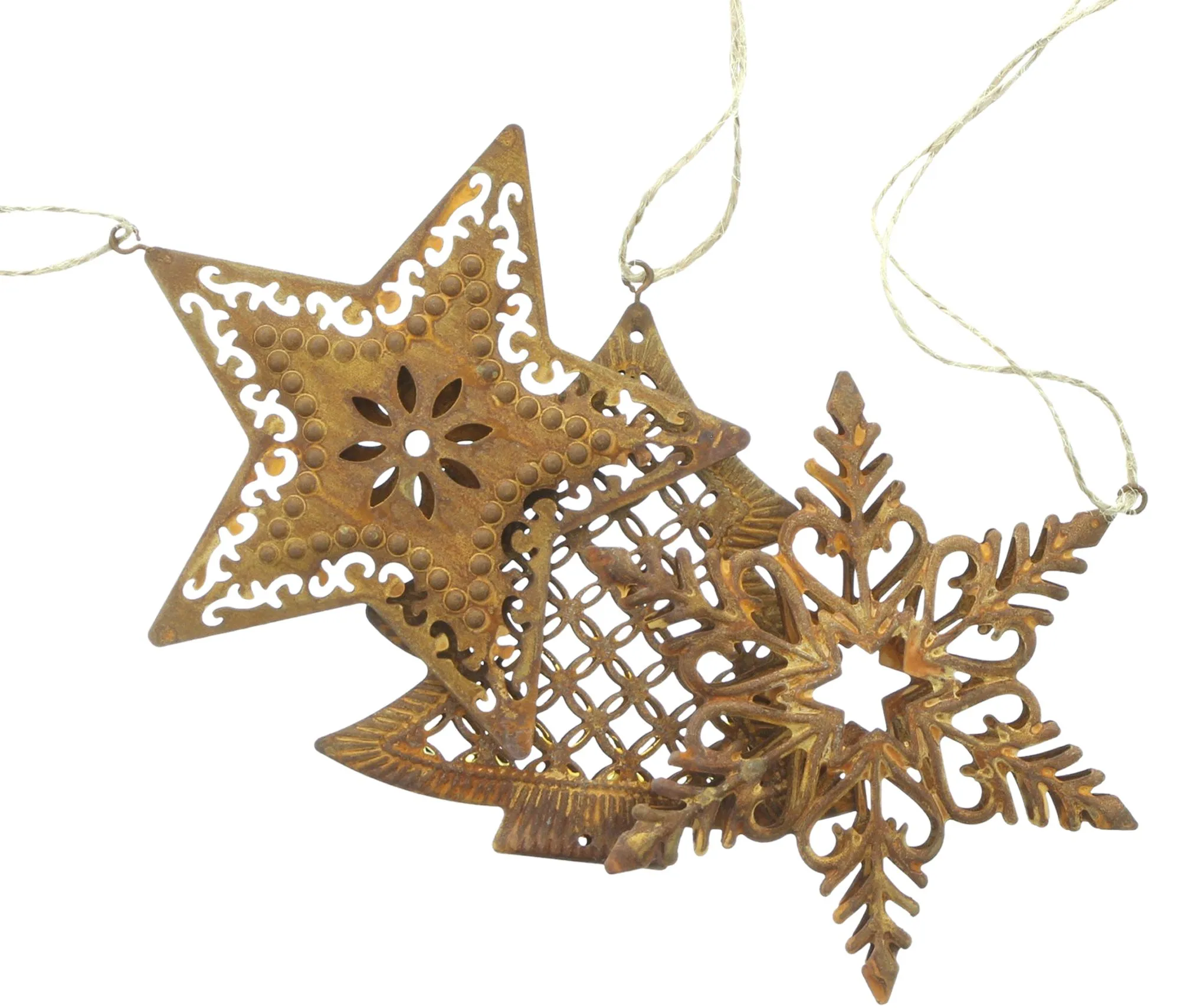 Weihnachtshänger "Rost", 3er Set  im Frank Flechtwaren Online Shop für Christbaumhänger kaufen