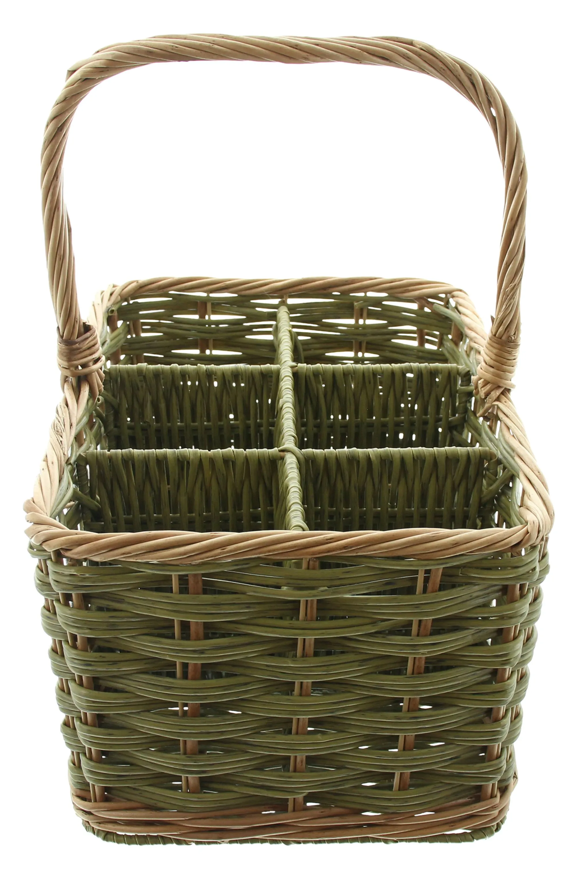 Flaschenkorb "Washed Green", für 6 Flaschen  im Frank Flechtwaren Online Shop für Weinliebhaber kaufen