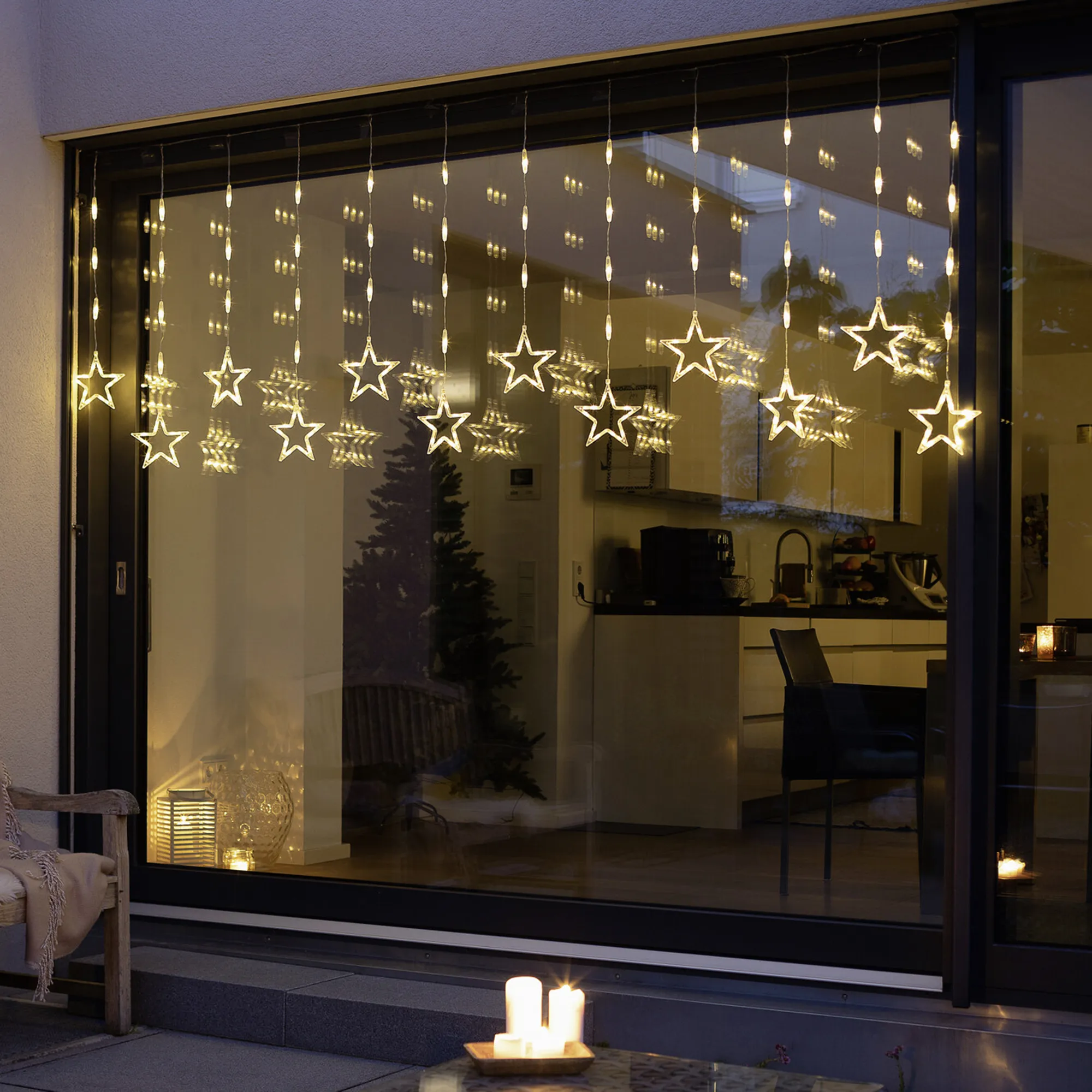 LED-Lichtervorhang "Sterne"  im Frank Flechtwaren Online Shop kaufen