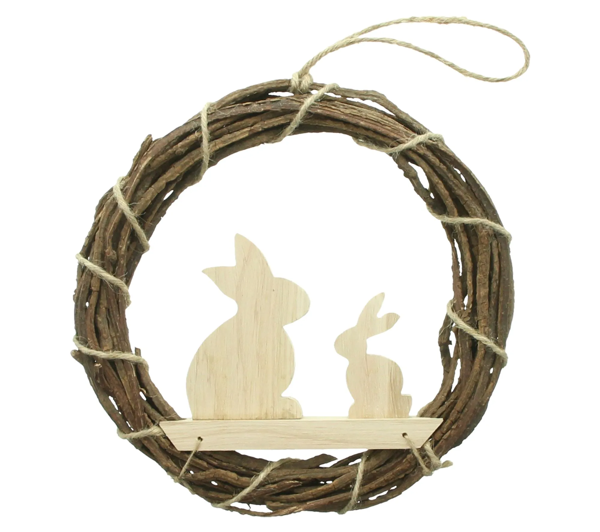 Kranz "Häschenpaar"  im Frank Flechtwaren Online Shop für Österliche Gartendeko kaufen