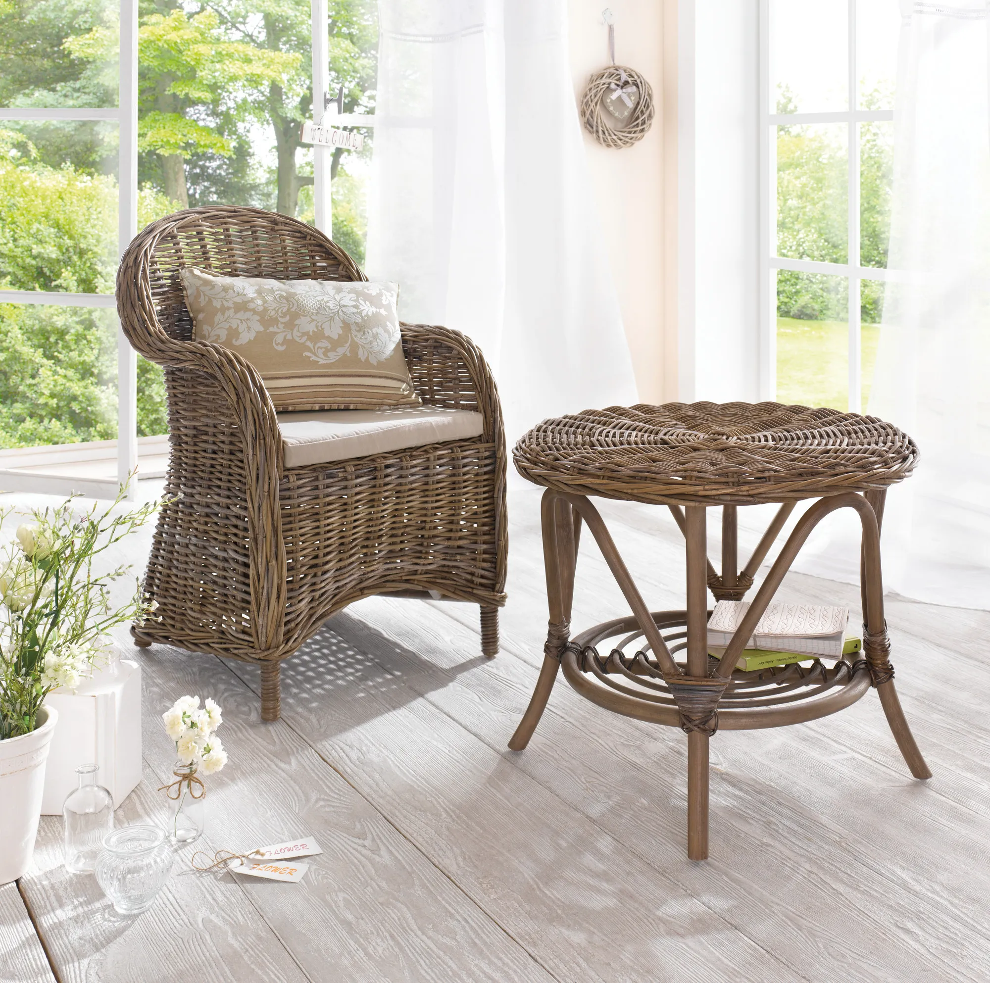 Rattansessel "Koboo Grey"  im Frank Flechtwaren Online Shop für Sessel &amp; Stühle kaufen