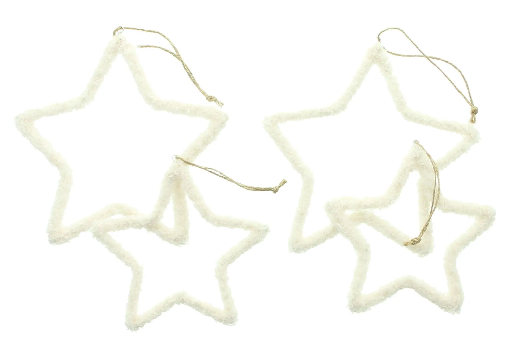 Stern-Hänger "Cozy White", 4er Set  im Frank Flechtwaren Online Shop für Christbaumhänger kaufen