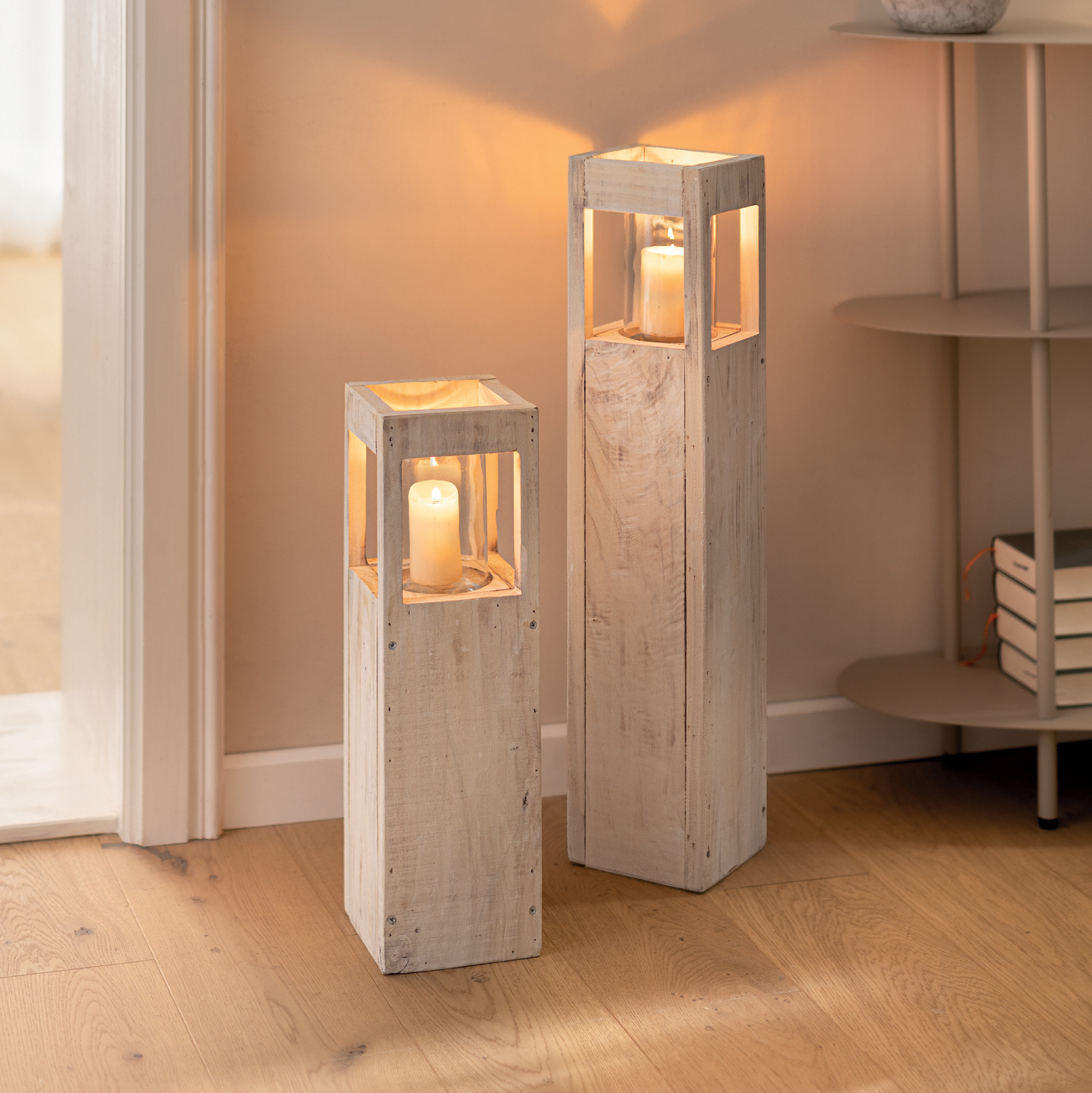Windlichtsäule "Shabby-Charme"  im Frank Flechtwaren Online Shop kaufen