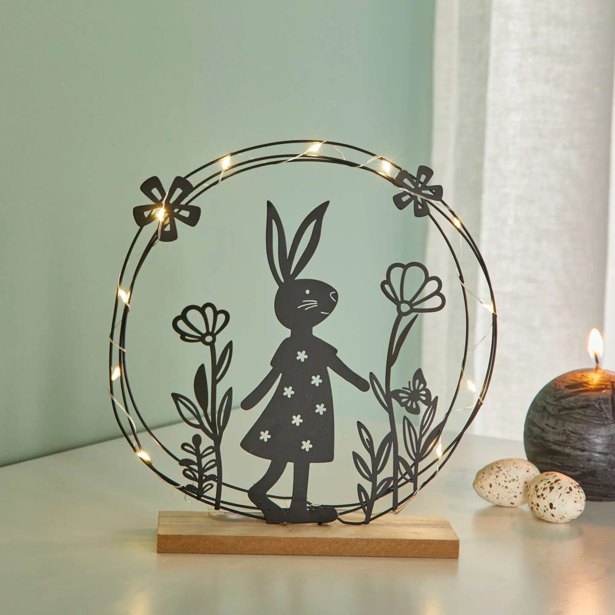 LED-Ring "Häschen mit Blumen"  im Frank Flechtwaren Online Shop kaufen