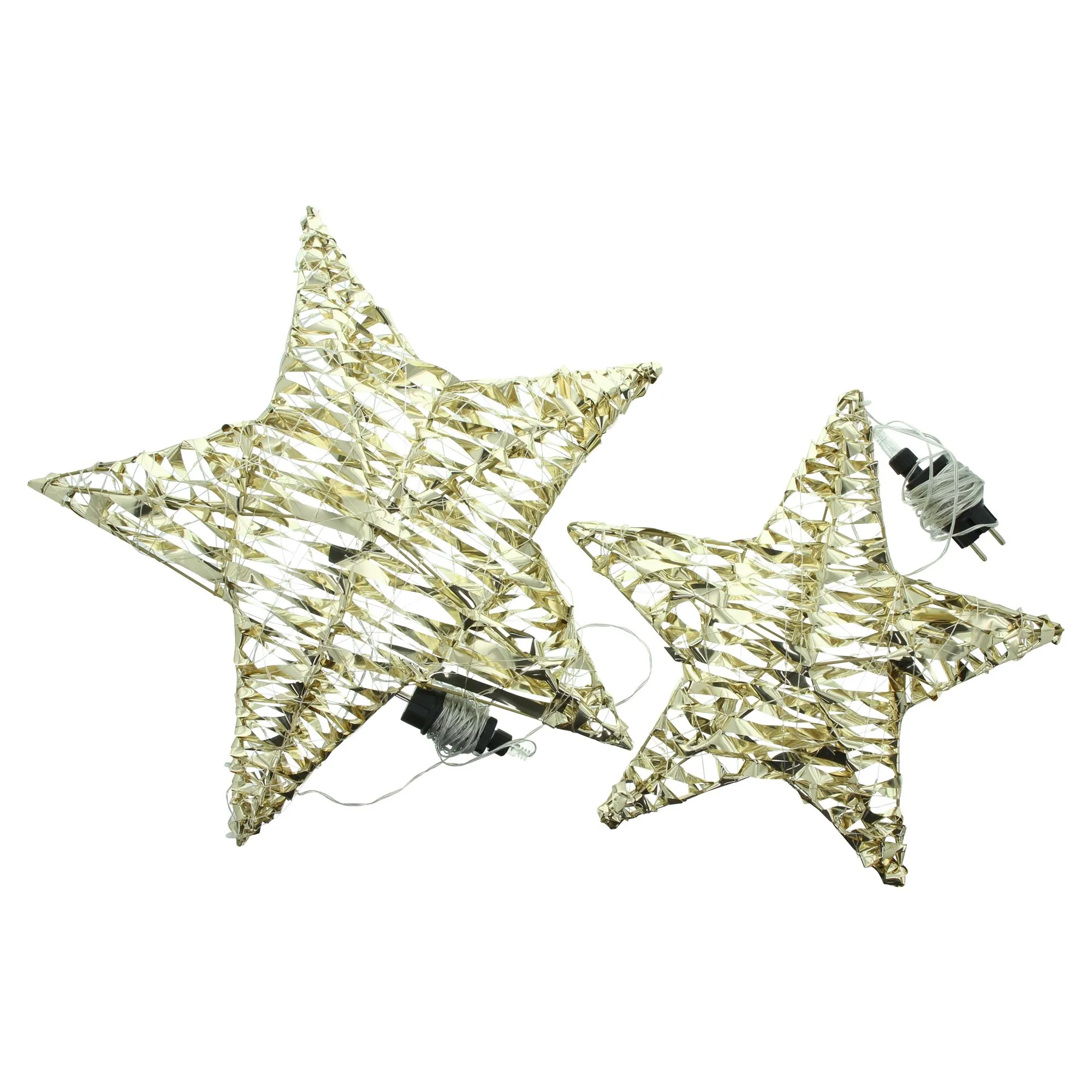 LED-Stern "Golden", 2er Set  im Frank Flechtwaren Online Shop für Gold &amp; Schwarz kaufen