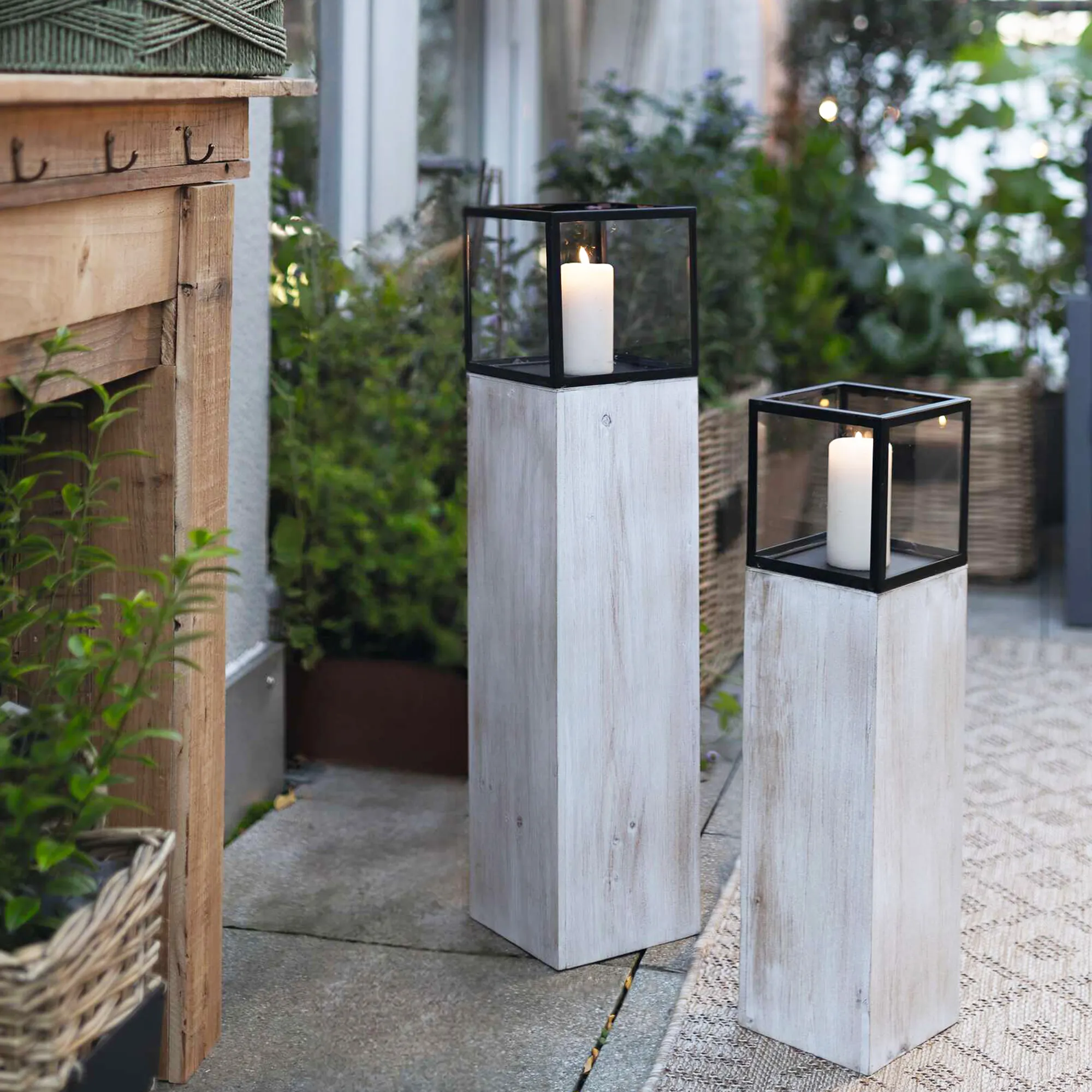 Windlichtsäule "Modern", 2er Set  im Frank Flechtwaren Online Shop kaufen