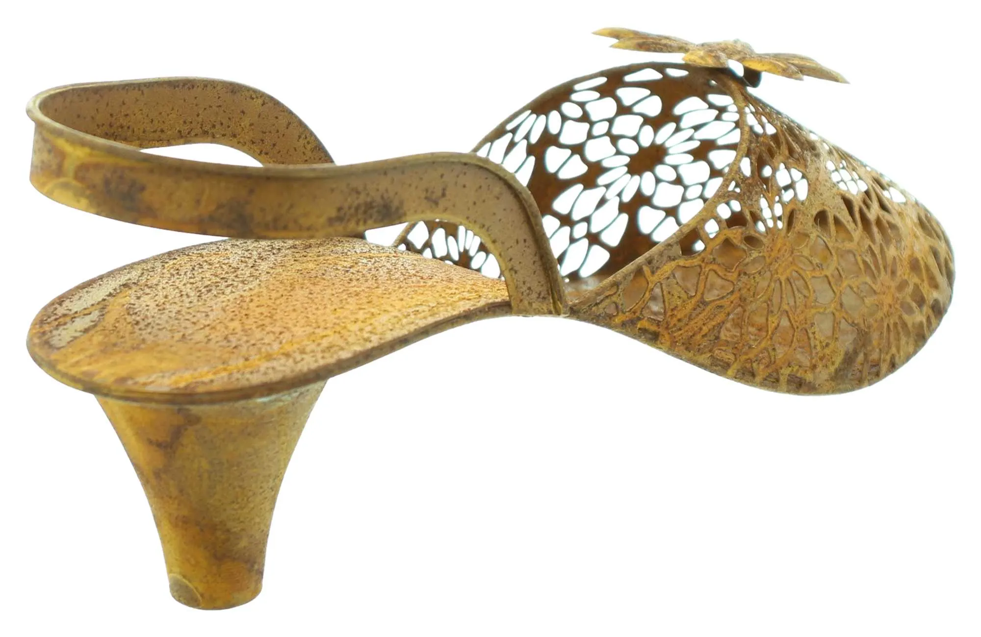 Dekoschuh "Flowers"  im Frank Flechtwaren Online Shop für Rostdeko für Ihren Garten kaufen