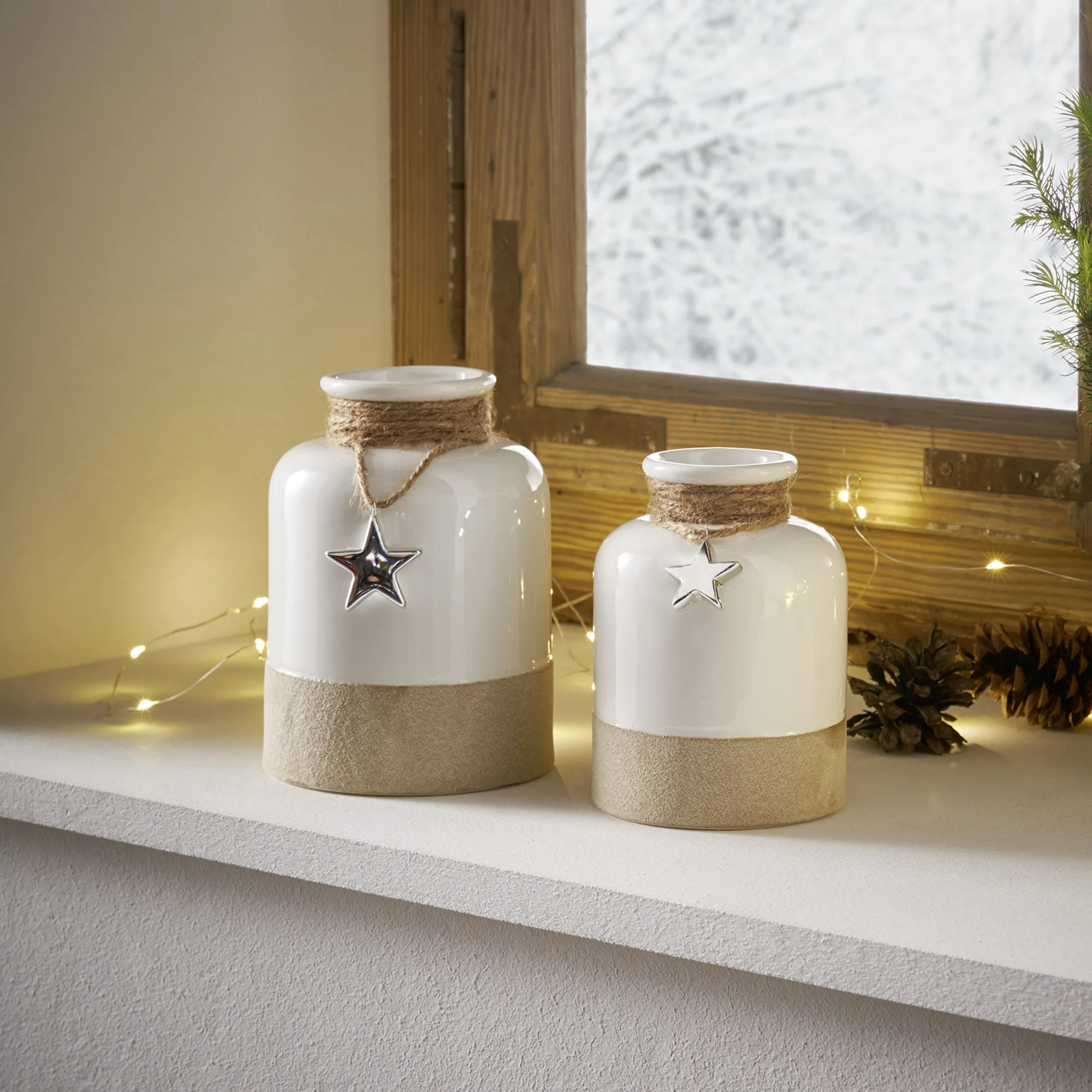 Dekovase "Silberstern", 2er Set  im Frank Flechtwaren Online Shop kaufen