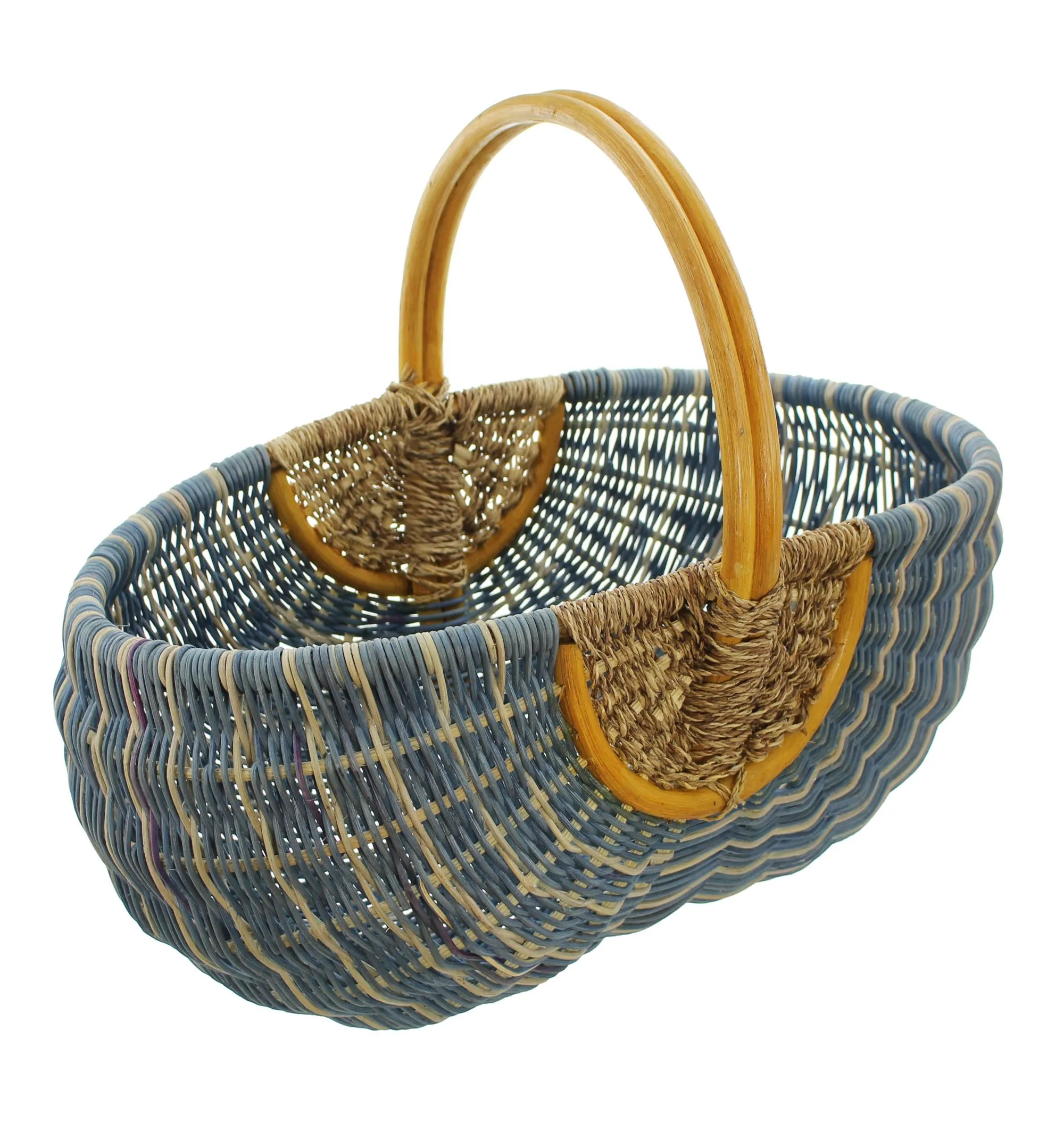 Einkaufskorb "Blau/Natur"  im Frank Flechtwaren Online Shop für Einkaufskörbe kaufen