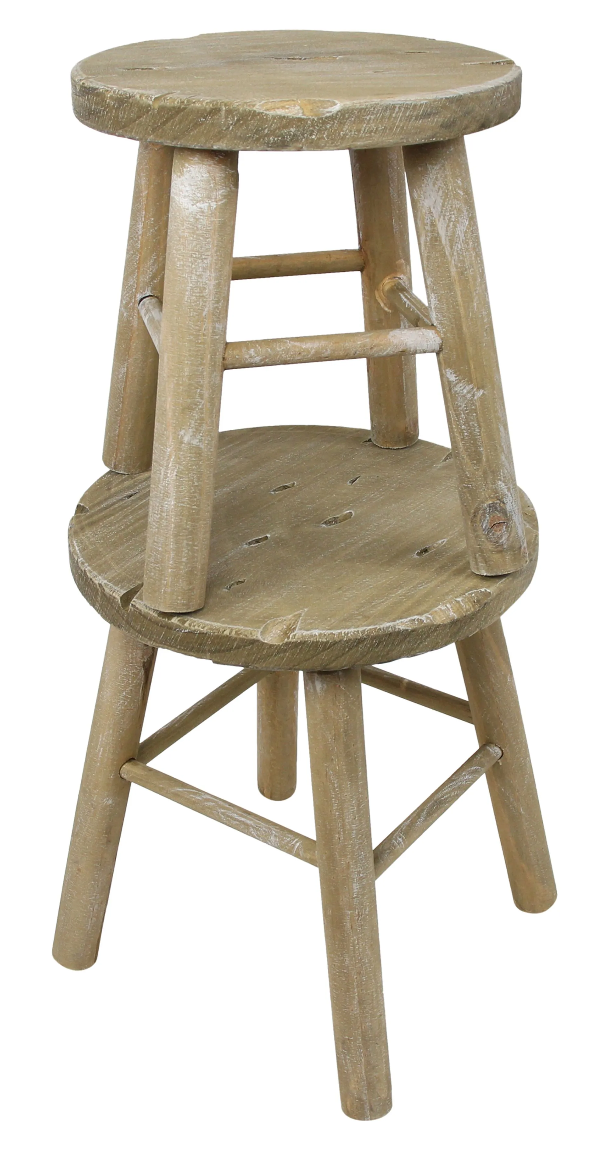 Holzhocker "Rund", 2er Set  im Frank Flechtwaren Online Shop für Landhaus-Flair kaufen