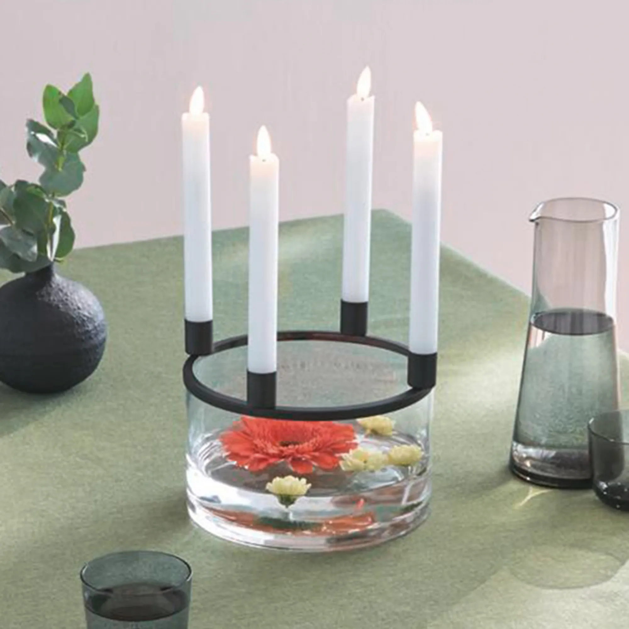 LED-Stabkerze "Classical", 4er Set  im Frank Flechtwaren Online Shop für Gold &amp; Schwarz kaufen