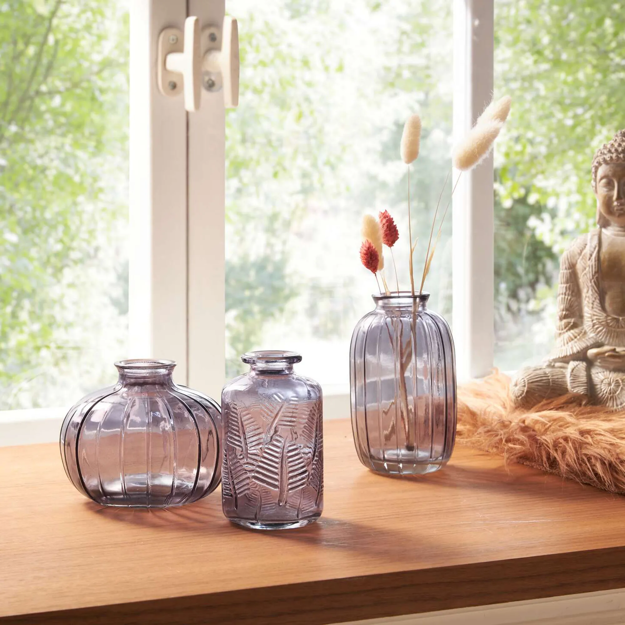 Dekovase "Grau", 3er Set  im Frank Flechtwaren Online Shop für Nostalgischer Herbstgarten kaufen