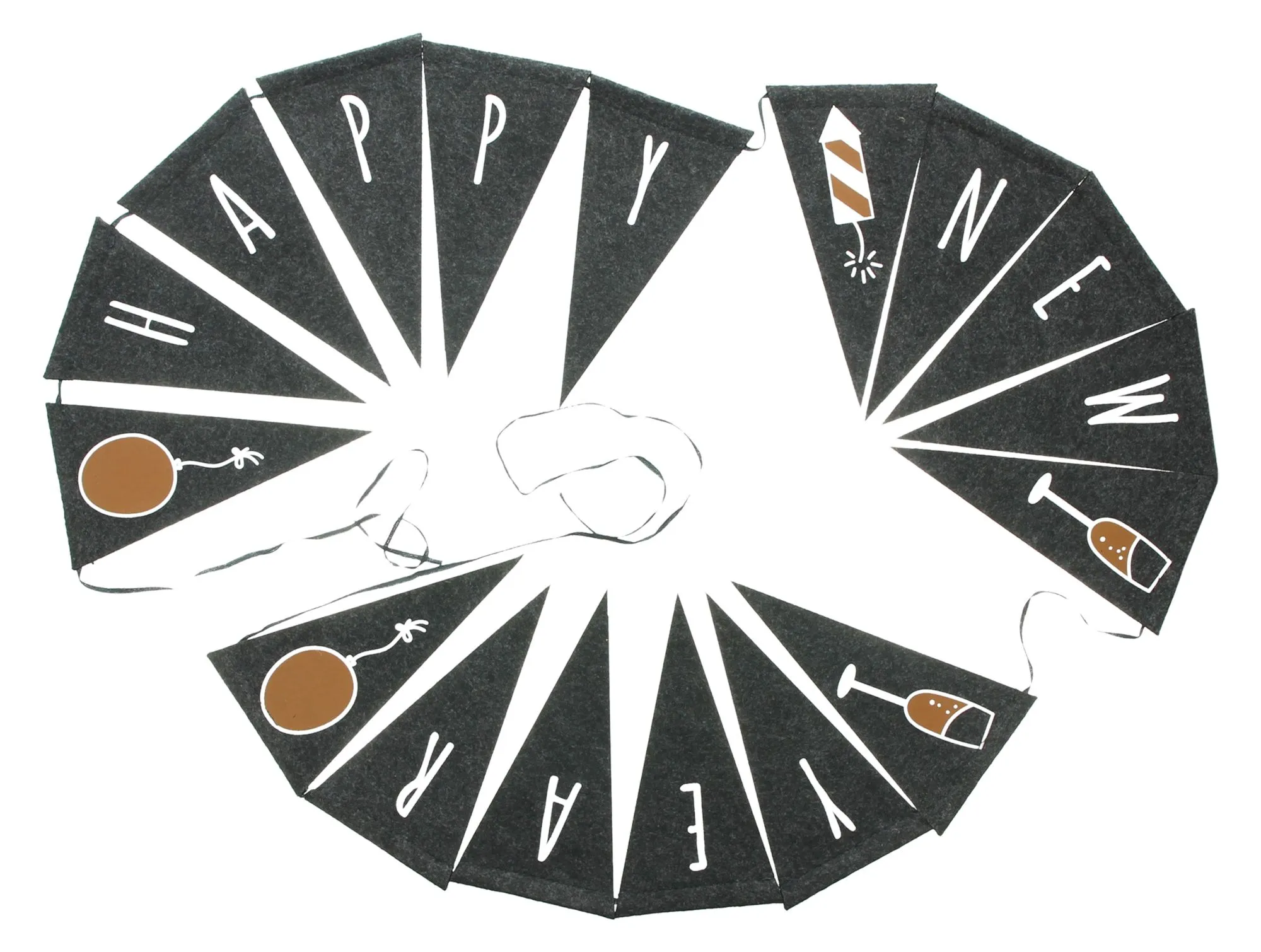 Filzgirlande "Happy New Year"  im Frank Flechtwaren Online Shop für Dekohänger kaufen