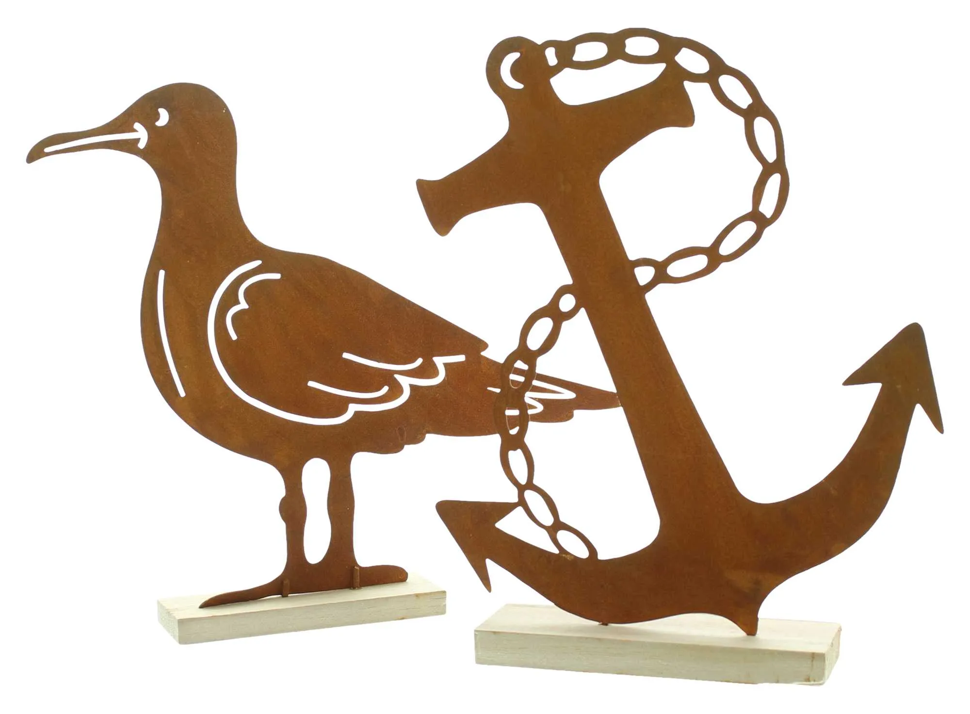 Rostdeko "Anker &amp; Möwe", 2er Set  im Frank Flechtwaren Online Shop für Dekofiguren kaufen