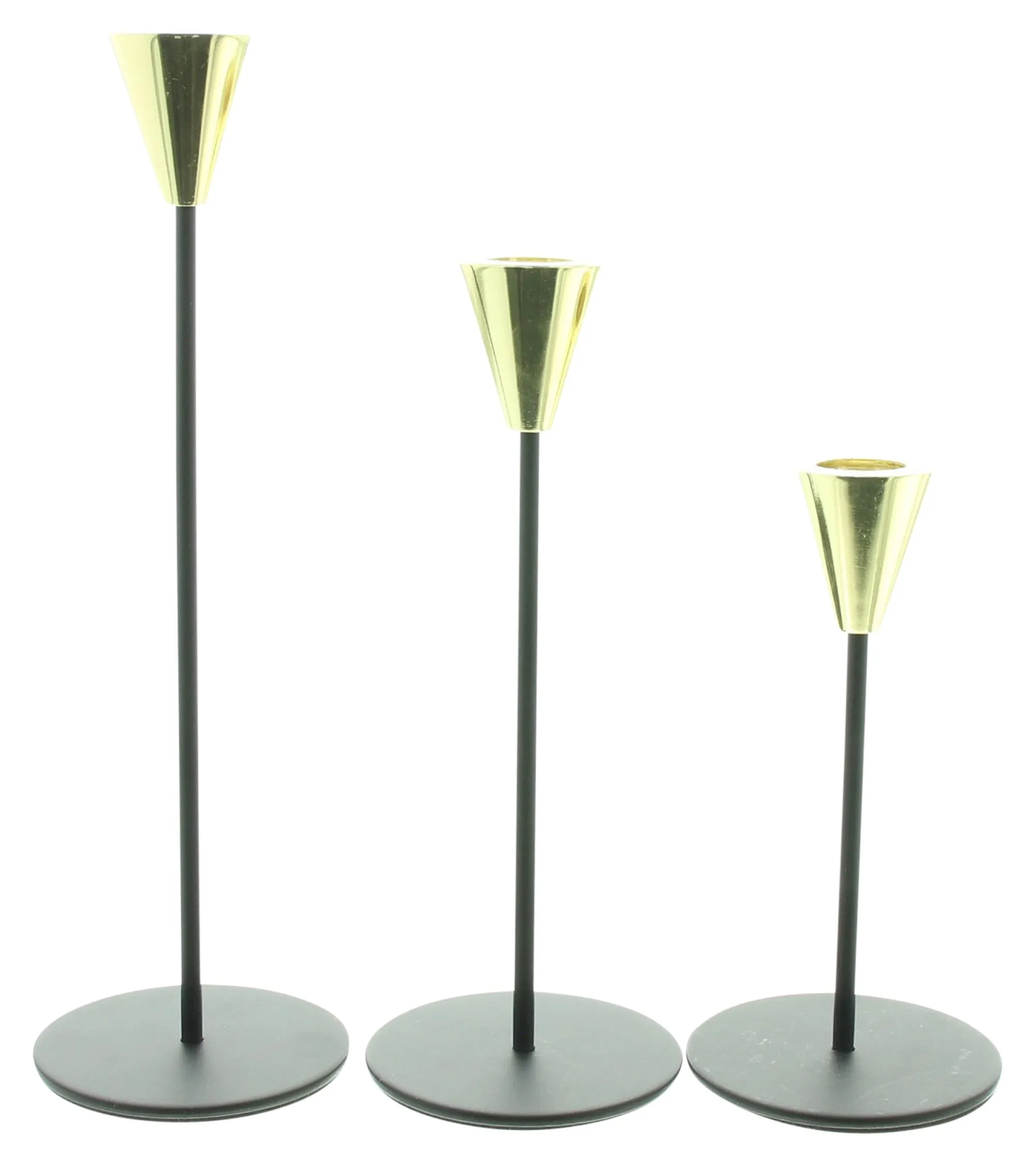 Stabkerzenhalter "Schwarz &amp; Gold", 3er Set  im Frank Flechtwaren Online Shop für Black &amp; White kaufen