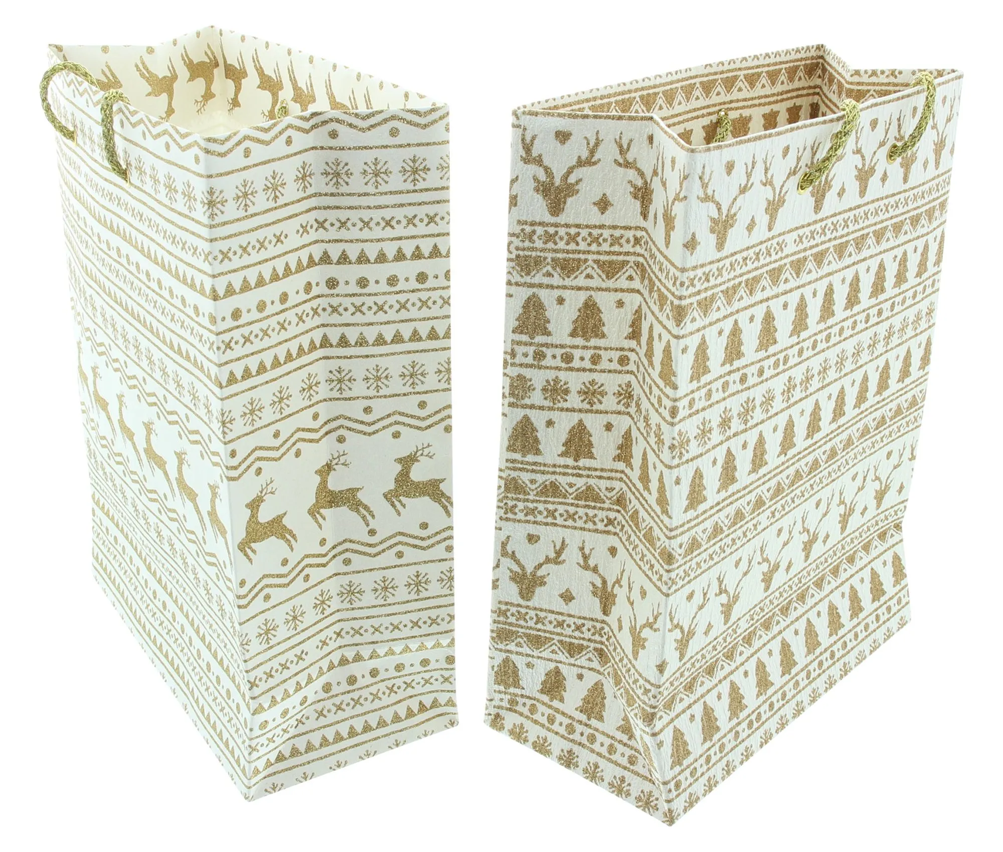 Geschenktasche "Gold &amp; White", 2er Set  im Frank Flechtwaren Online Shop für Geschenktaschen &amp; -säckchen kaufen