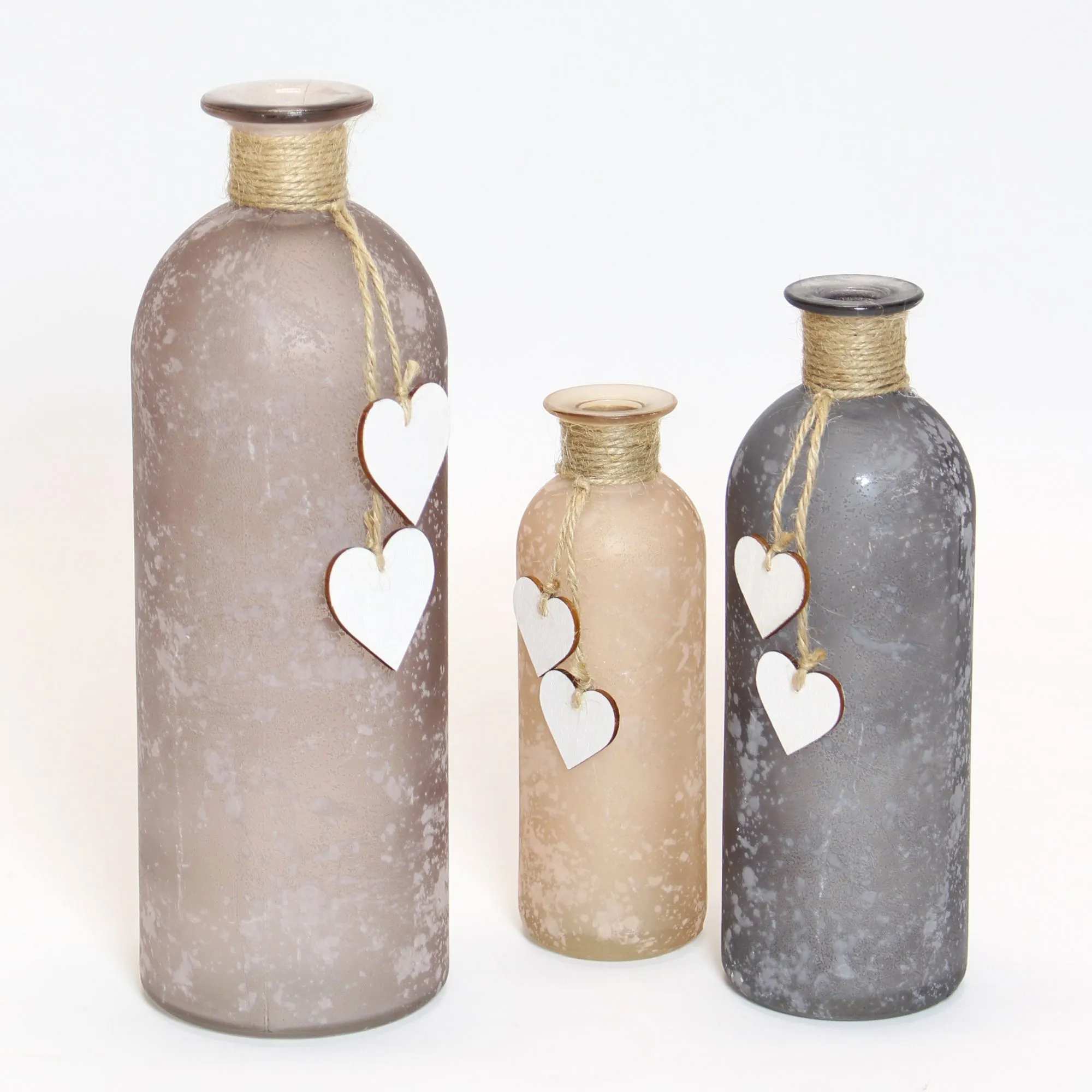 Dekovase "Herzchen", 3er Set  im Frank Flechtwaren Online Shop für Naturtöne kaufen