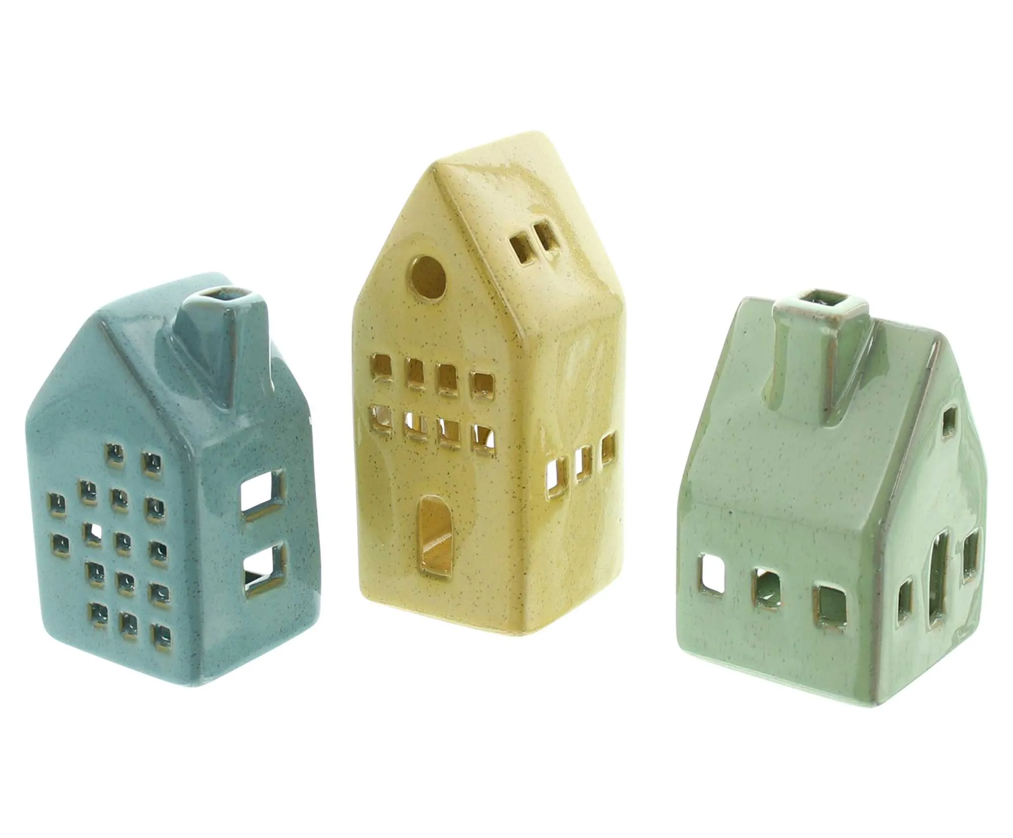 Teelichthalter "Häuser", 3er Set  im Frank Flechtwaren Online Shop für Pastelltöne kaufen