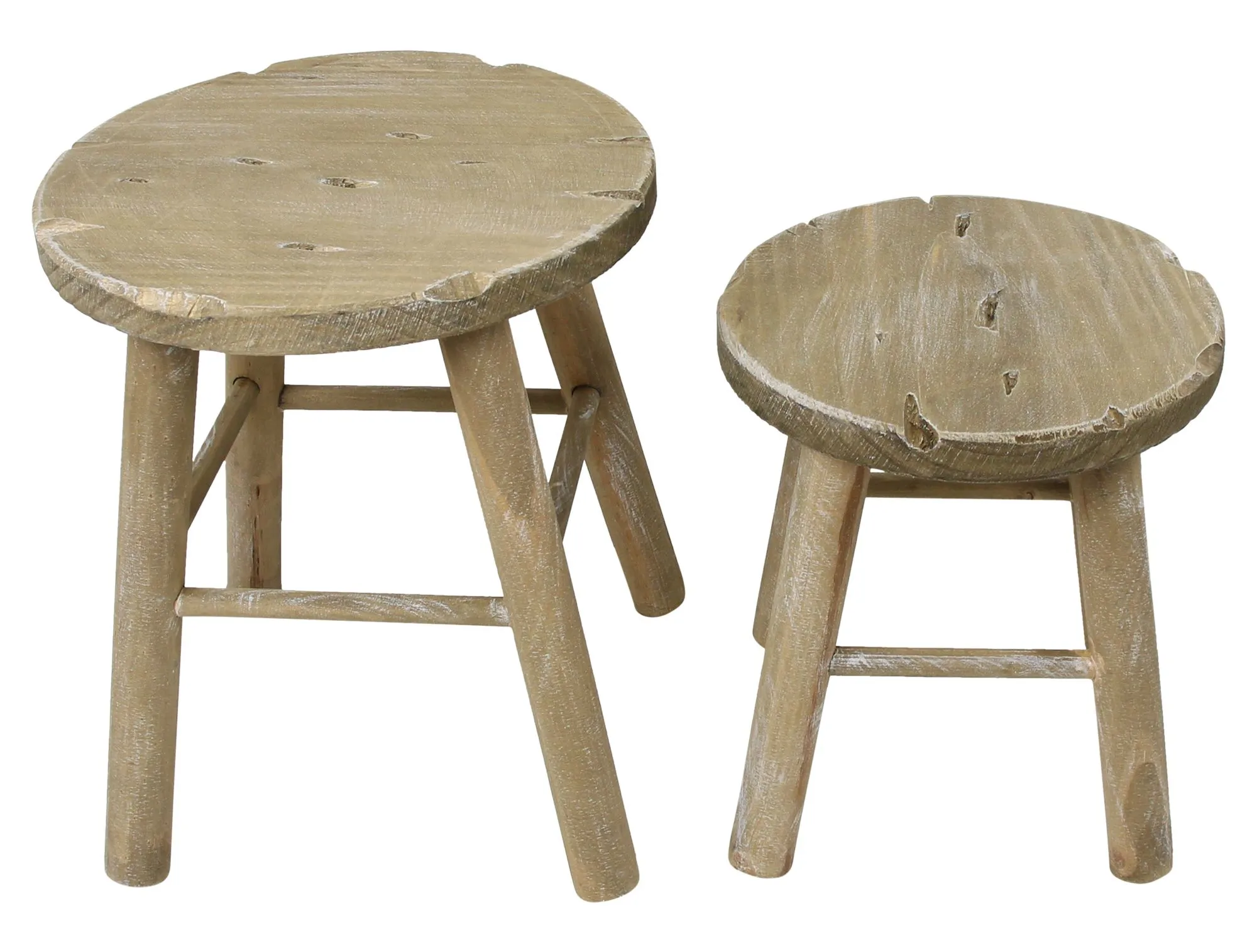 Holzhocker "Rund", 2er Set  im Frank Flechtwaren Online Shop für Landhaus-Flair kaufen