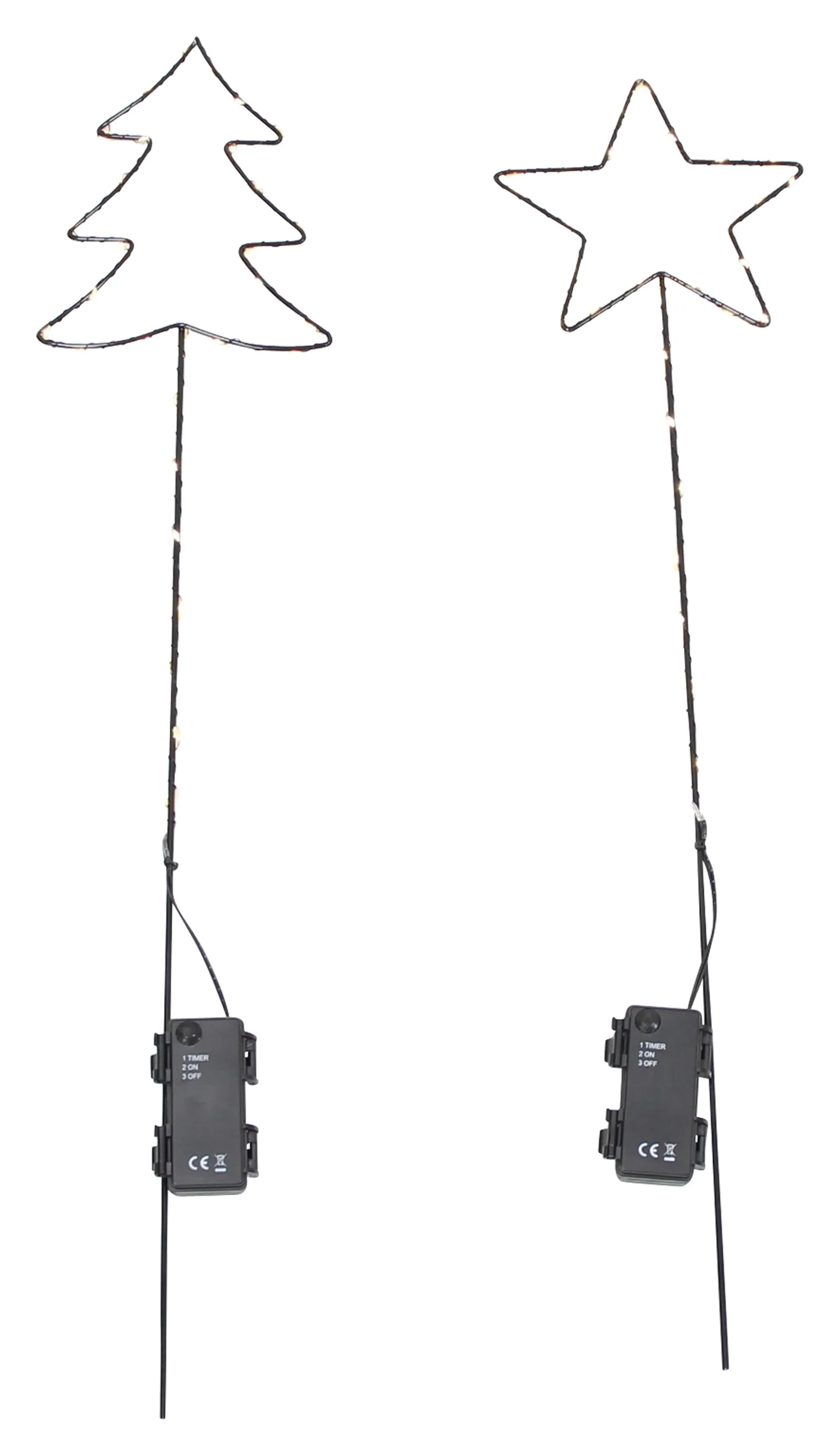 LED-Stecker "Tanne &amp; Stern", 2er Set  im Frank Flechtwaren Online Shop für Gartenbeleuchtung kaufen