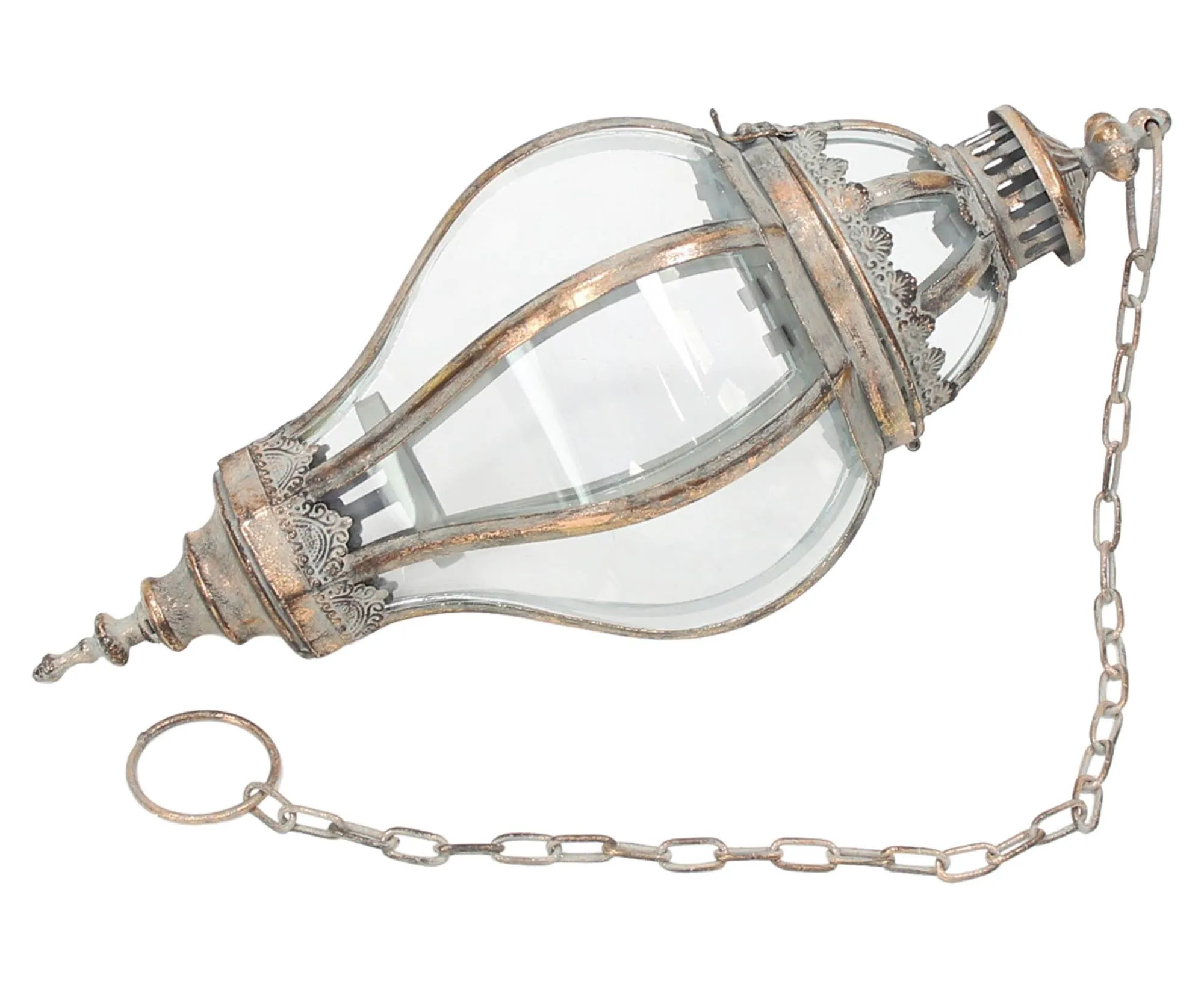 Hänge-Laterne "Metallic Vintage"  im Frank Flechtwaren Online Shop für Vintage-Flair im Weihnachtsgarten kaufen