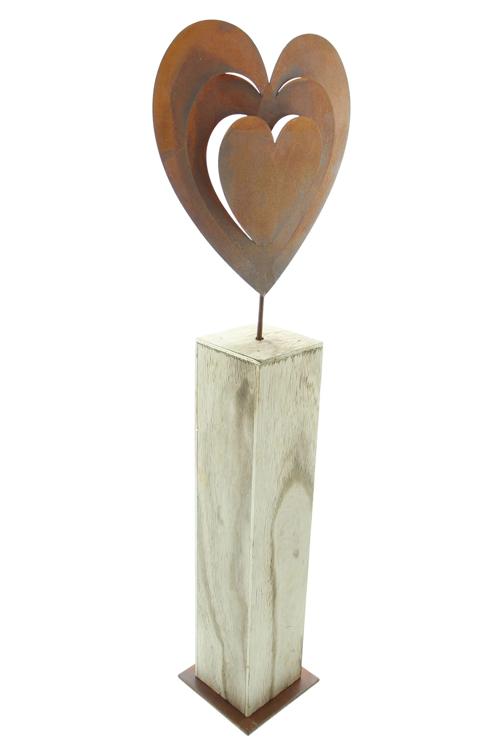 Holzsäule "Rostherz"  im Frank Flechtwaren Online Shop für Dekosäulen kaufen