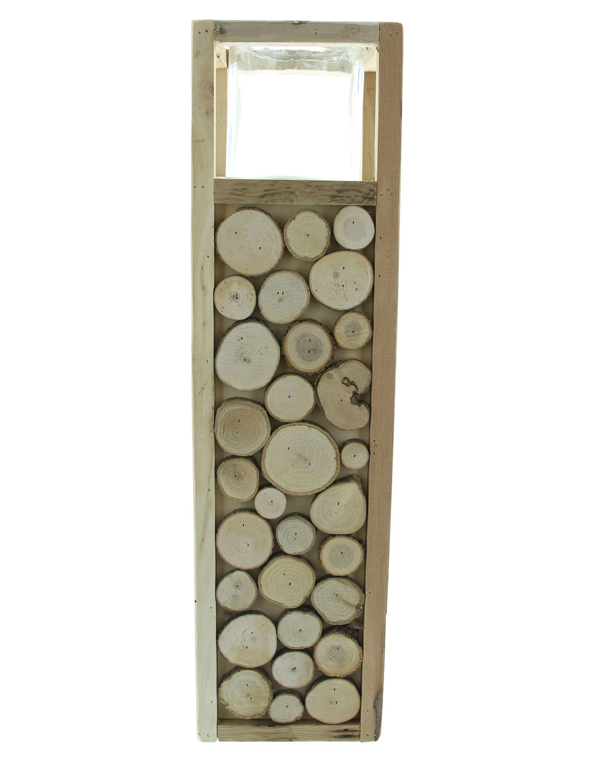 Windlichtsäule "Holzscheibchen"  im Frank Flechtwaren Online Shop für Windlichter kaufen