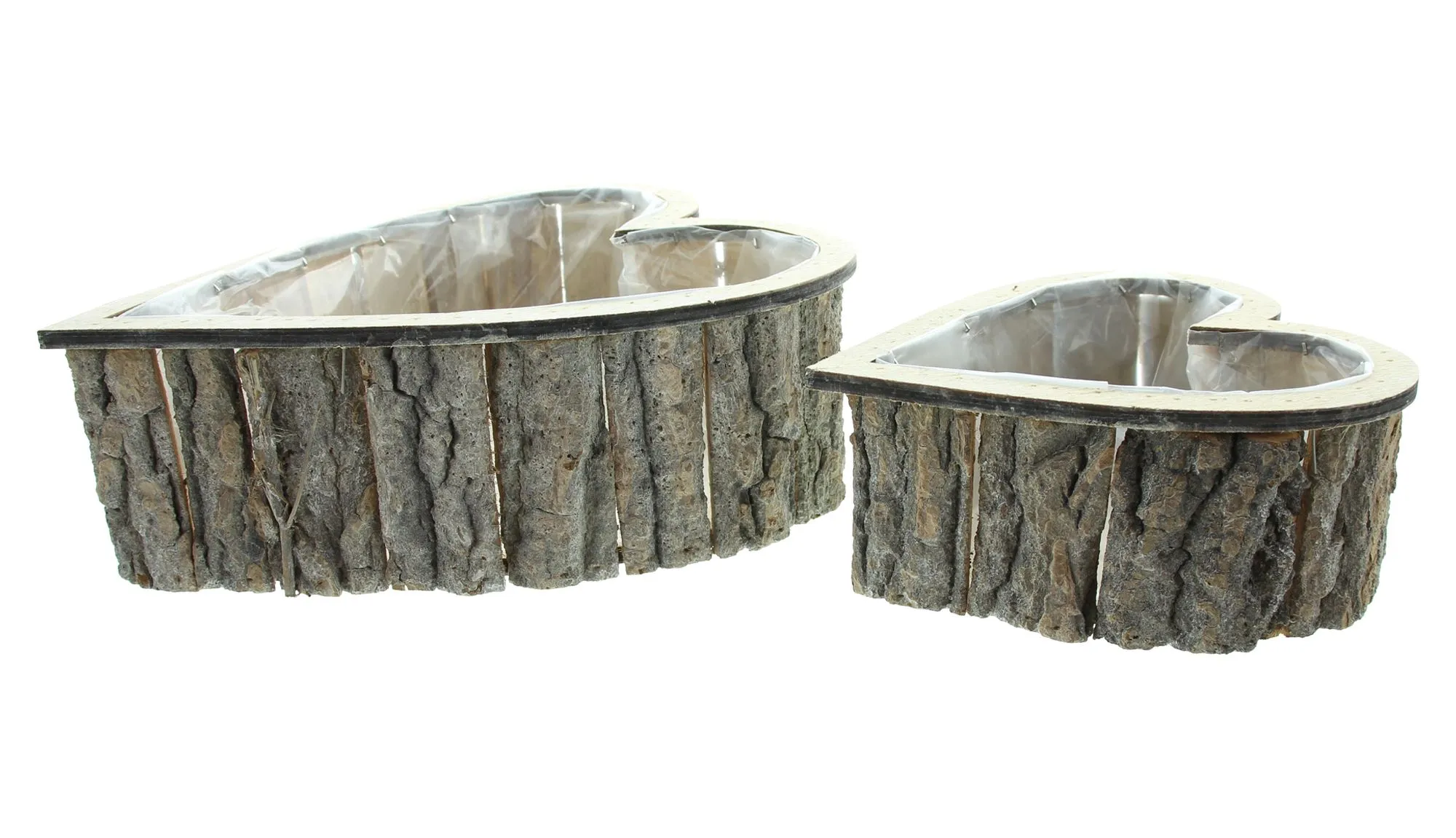 Pflanzherz "Rindenstücke", 2er Set  im Frank Flechtwaren Online Shop für Pflanztöpfe kaufen