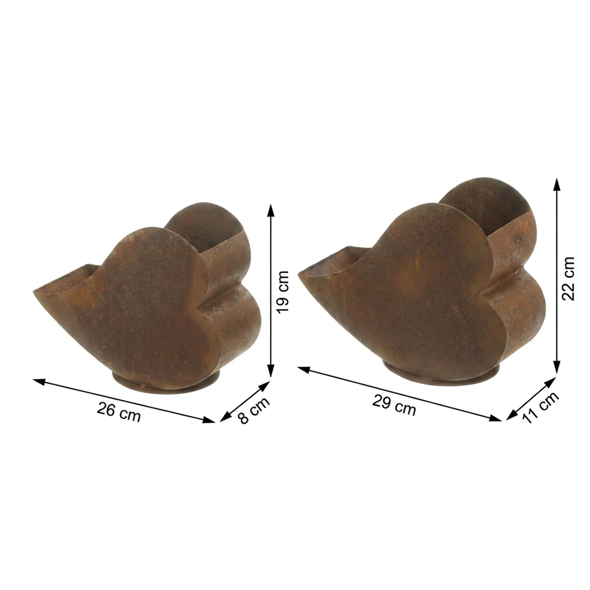 Pflanzer "Herzen", 2er Set  im Frank Flechtwaren Online Shop für Rostdeko für Ihren Garten kaufen