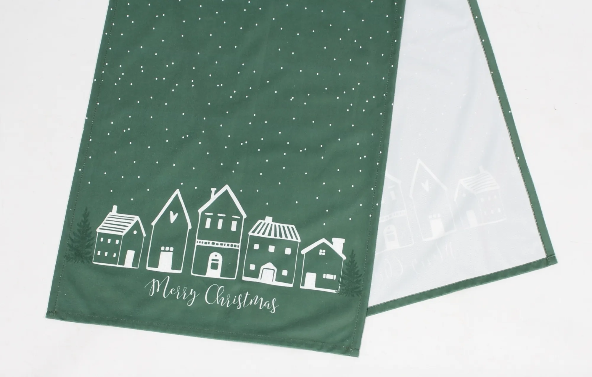 Tischläufer "Winterdorf"  im Frank Flechtwaren Online Shop für Festlicher Look: Mint &amp; Weiß kaufen