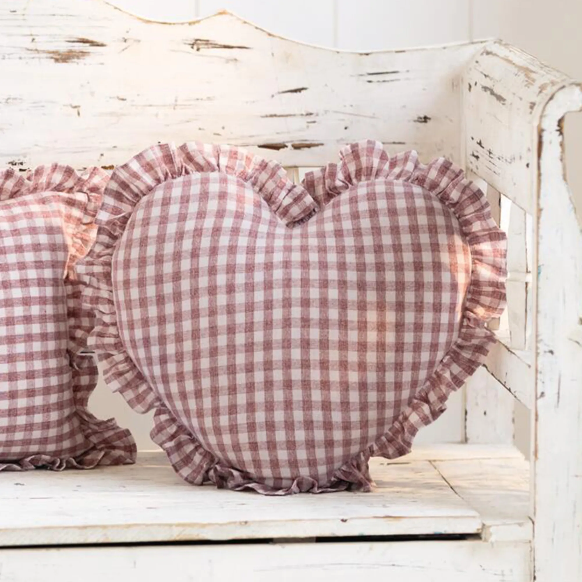 Herzkissen "Vintage Karo"  im Frank Flechtwaren Online Shop kaufen