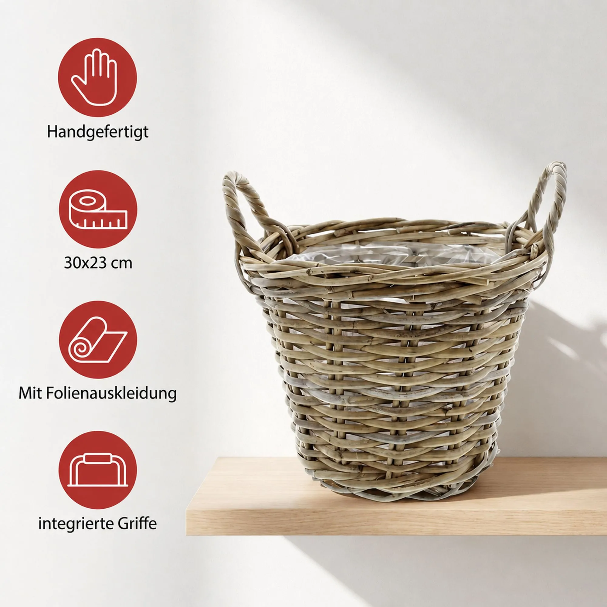 Pflanzkorb "Rattan", klein  im Frank Flechtwaren Online Shop für Pflanzkörbe kaufen