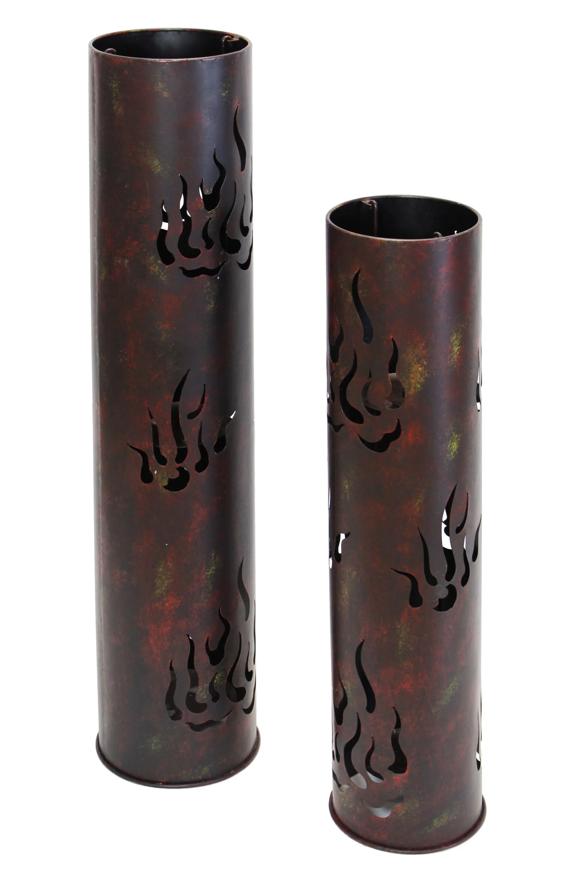 Windlicht-Säule "Flammen", 2er Set  im Frank Flechtwaren Online Shop für Dekosäulen kaufen